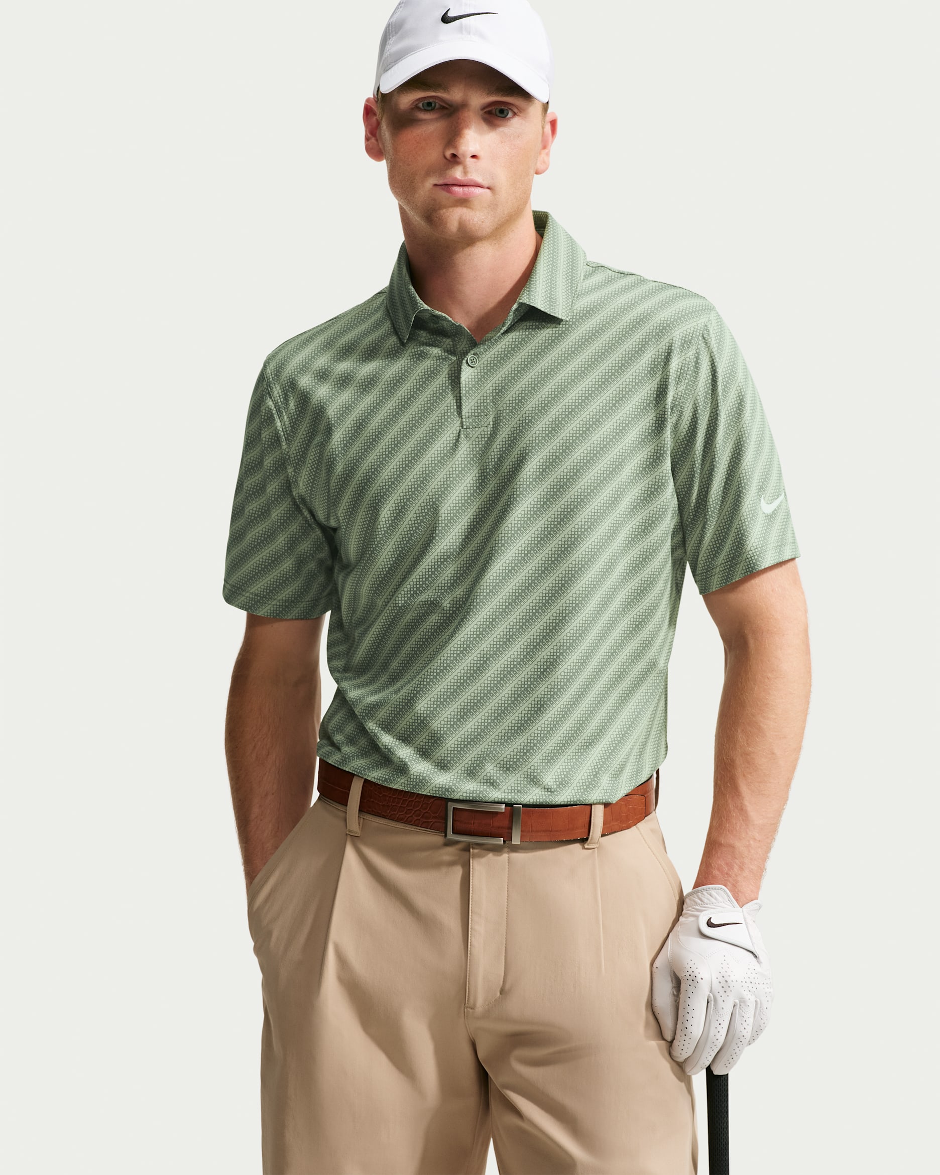 Nike Velocity Men's Dri-FIT Striped Golf Polo - Jade Horizon/Camo Green/White