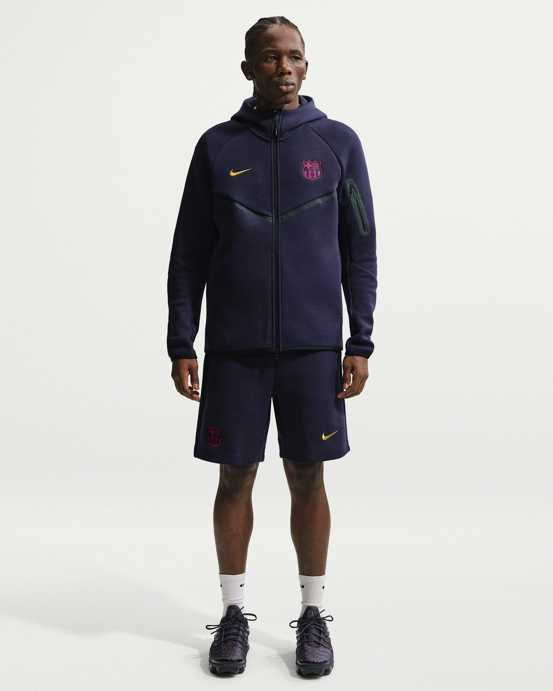FC Barcelona Tech Fleece Nike Fußballshorts für Herren - Blackened Blue/Mineral Yellow