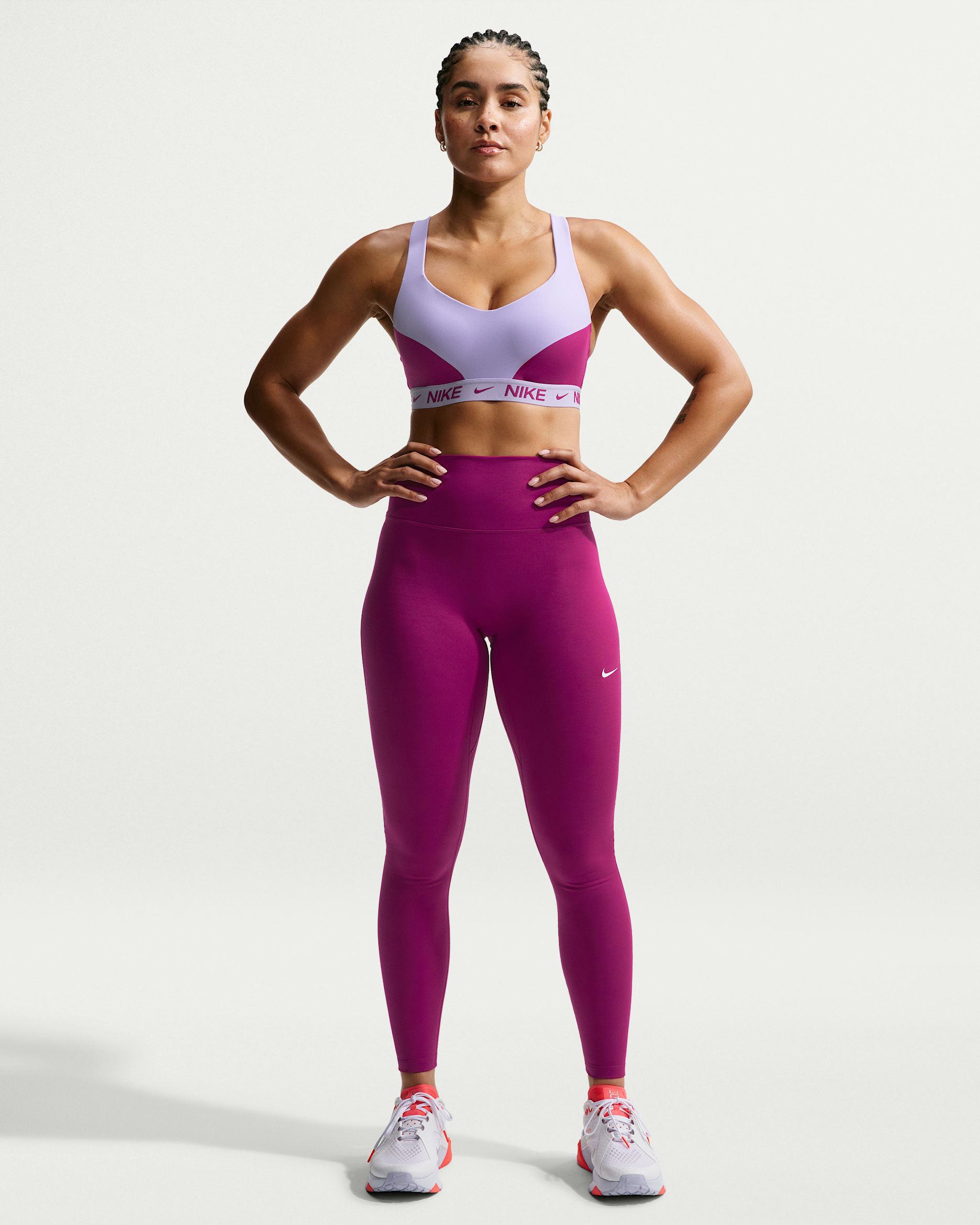 Nike One Seamless Front Women's High-Waisted Full-Length Leggings - True Berry/White