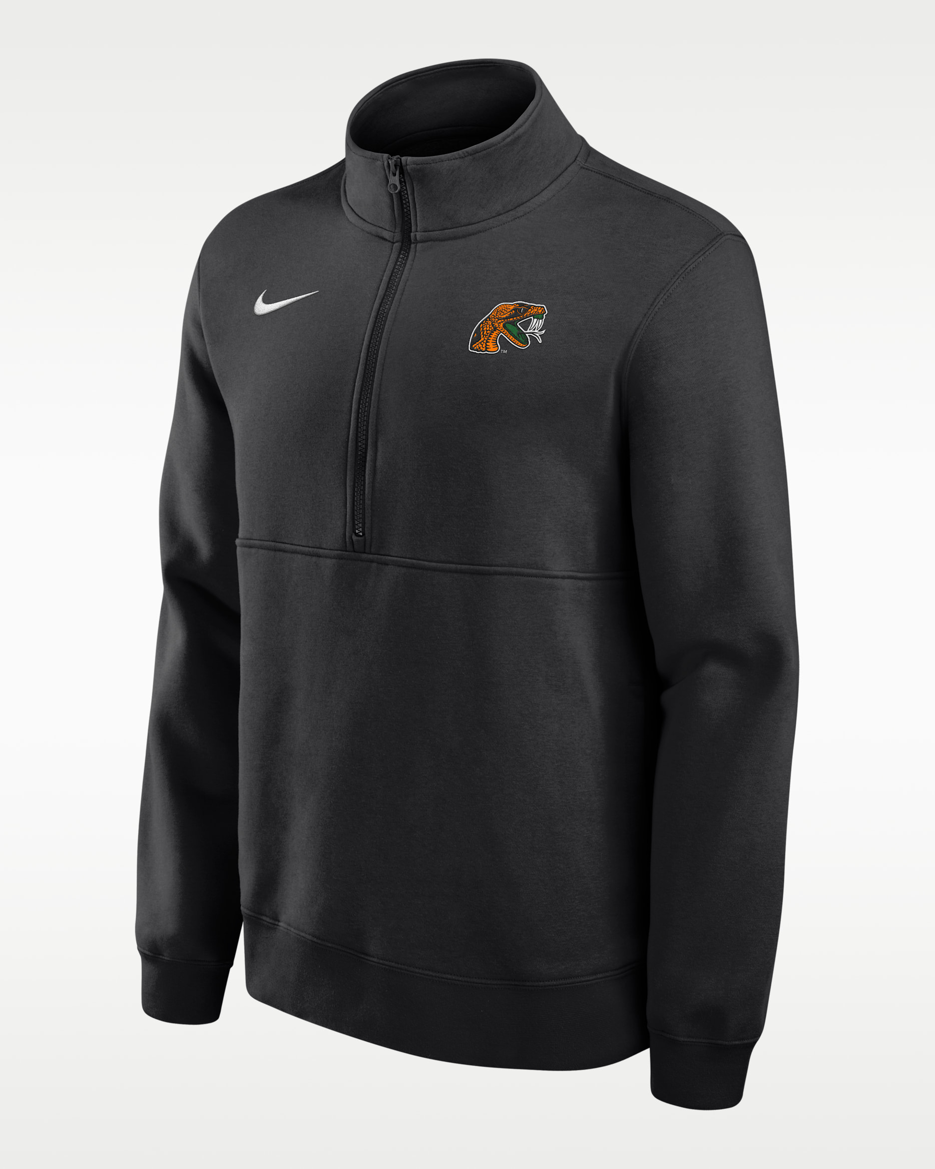 Sudadera universitaria Nike de tejido Fleece de medio cierre para hombre Florida A&M University Rattlers Club - Negro
