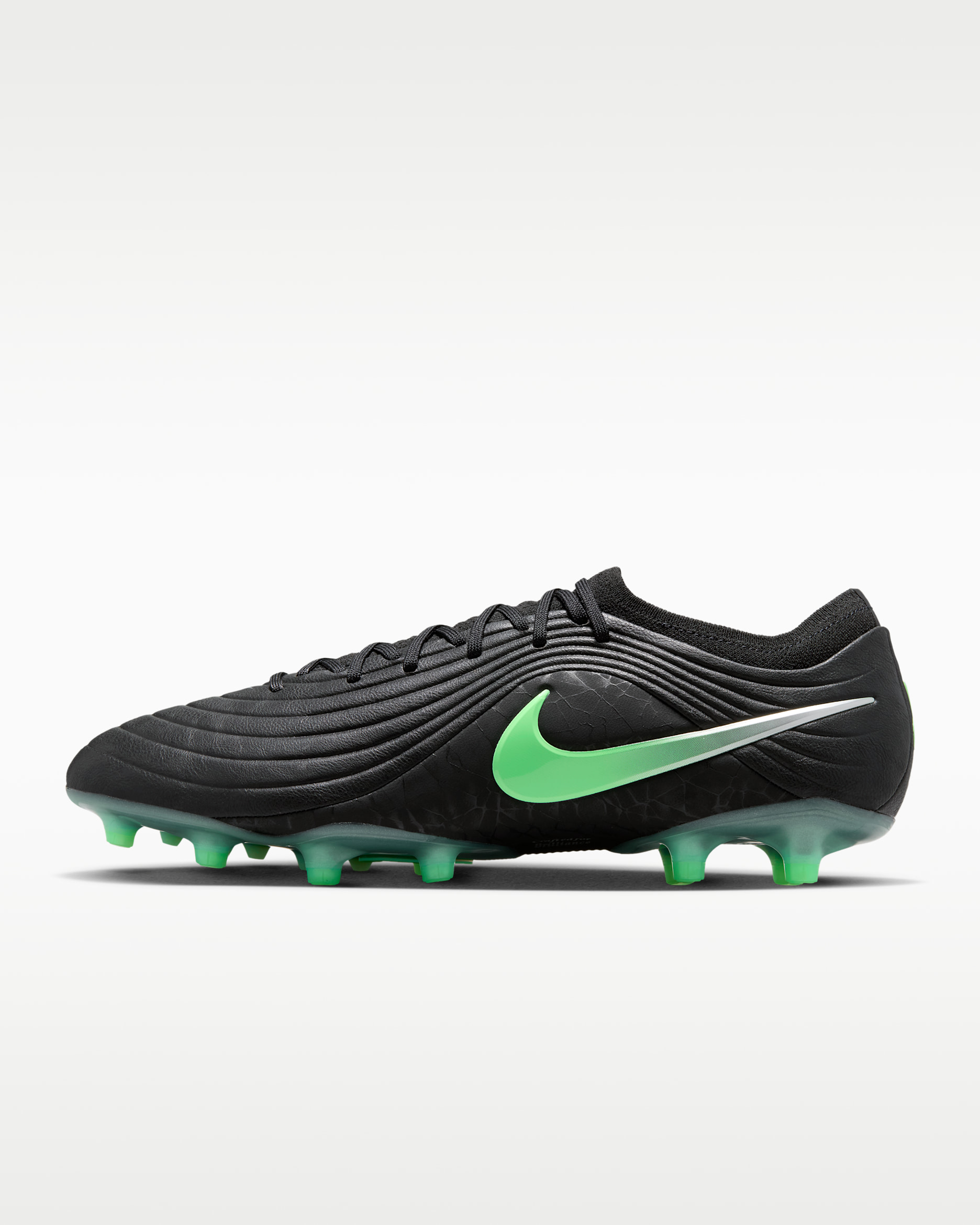 Nike Tiempo Maestro Elite Artificial-Grass Low-Top Soccer Cleats - Black/Black/Illusion Green