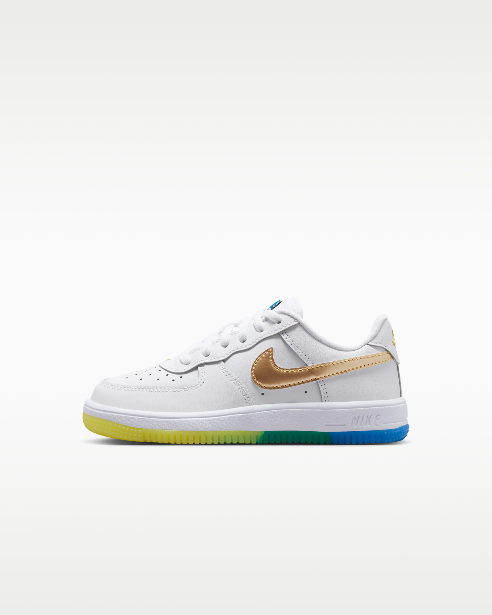 Chaussure Nike Force 1 Low pour enfant - Blanc/Soar/Sonic Yellow/Metallic Gold