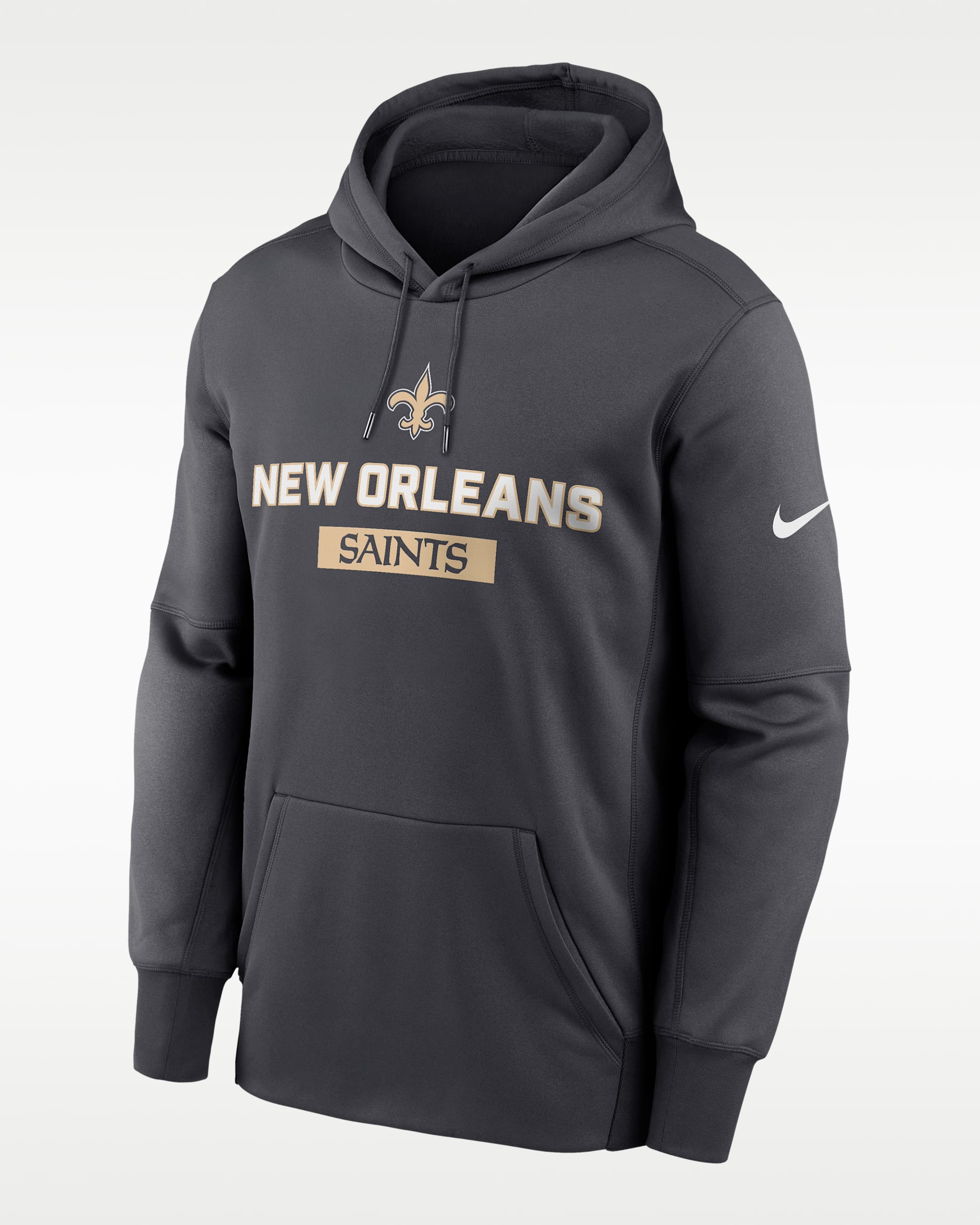 Sudadera con gorro sin cierre Nike Therma de la NFL para hombre New Orleans Saints Toss Sweep - Antracita