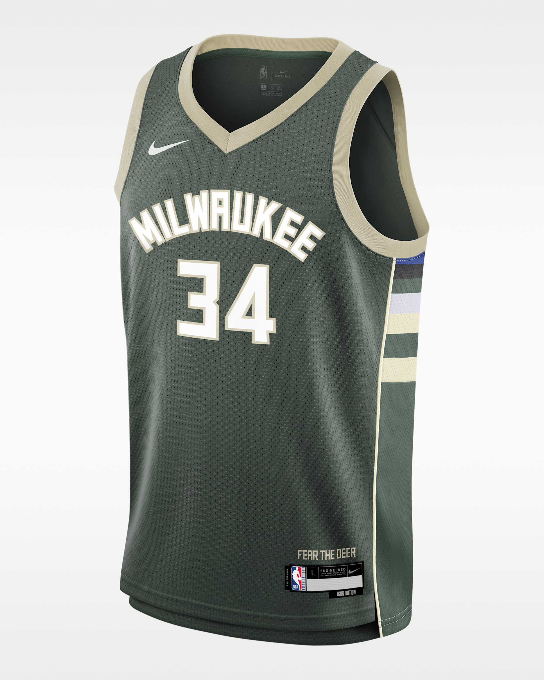 Giannis Antetokounmpo Milwaukee Bucks 2023/24 Icon Edition Big Kids' Nike NBA Swingman Jersey - Fir