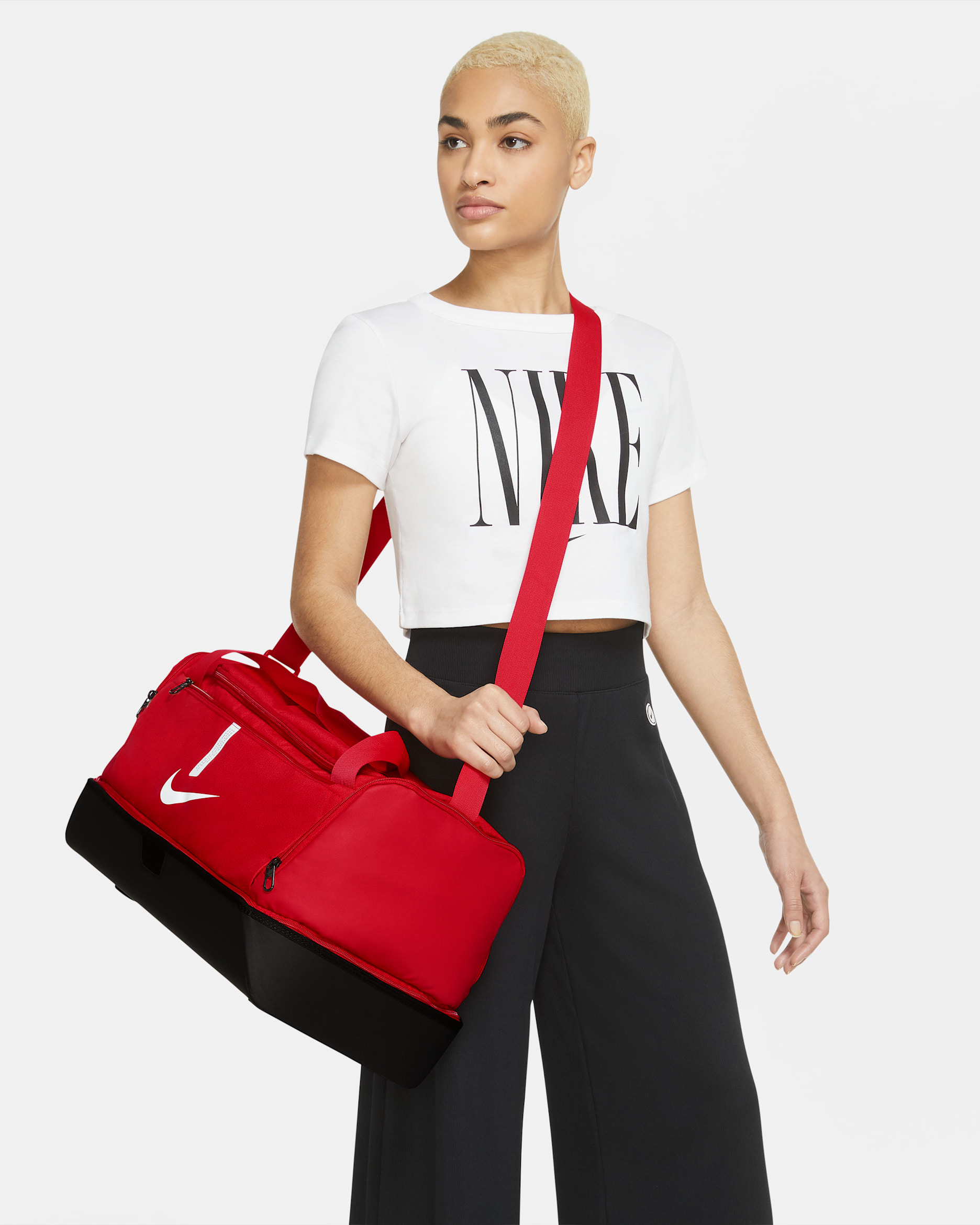 Nike Academy Team Football Hard-Case Duffel Bag (Medium, 37L) - University Red/Black/White