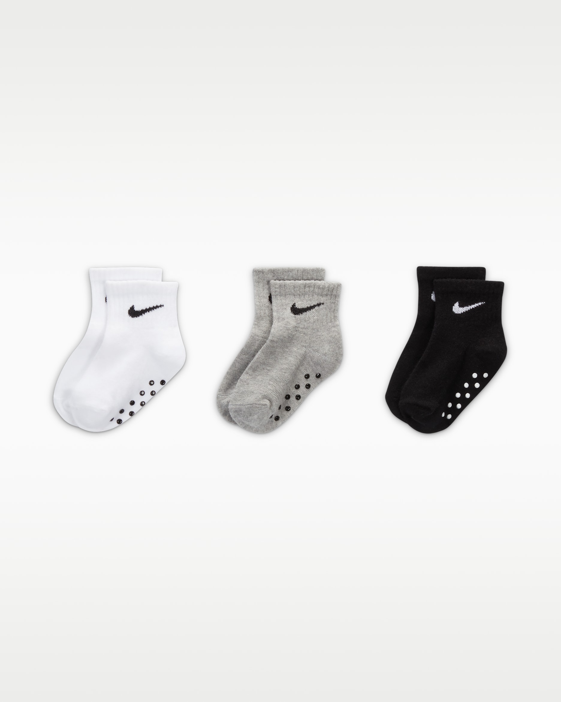 Nike Toddler Swoosh Ankle Gripper Socks (3-Pairs) - Dark Grey Heather