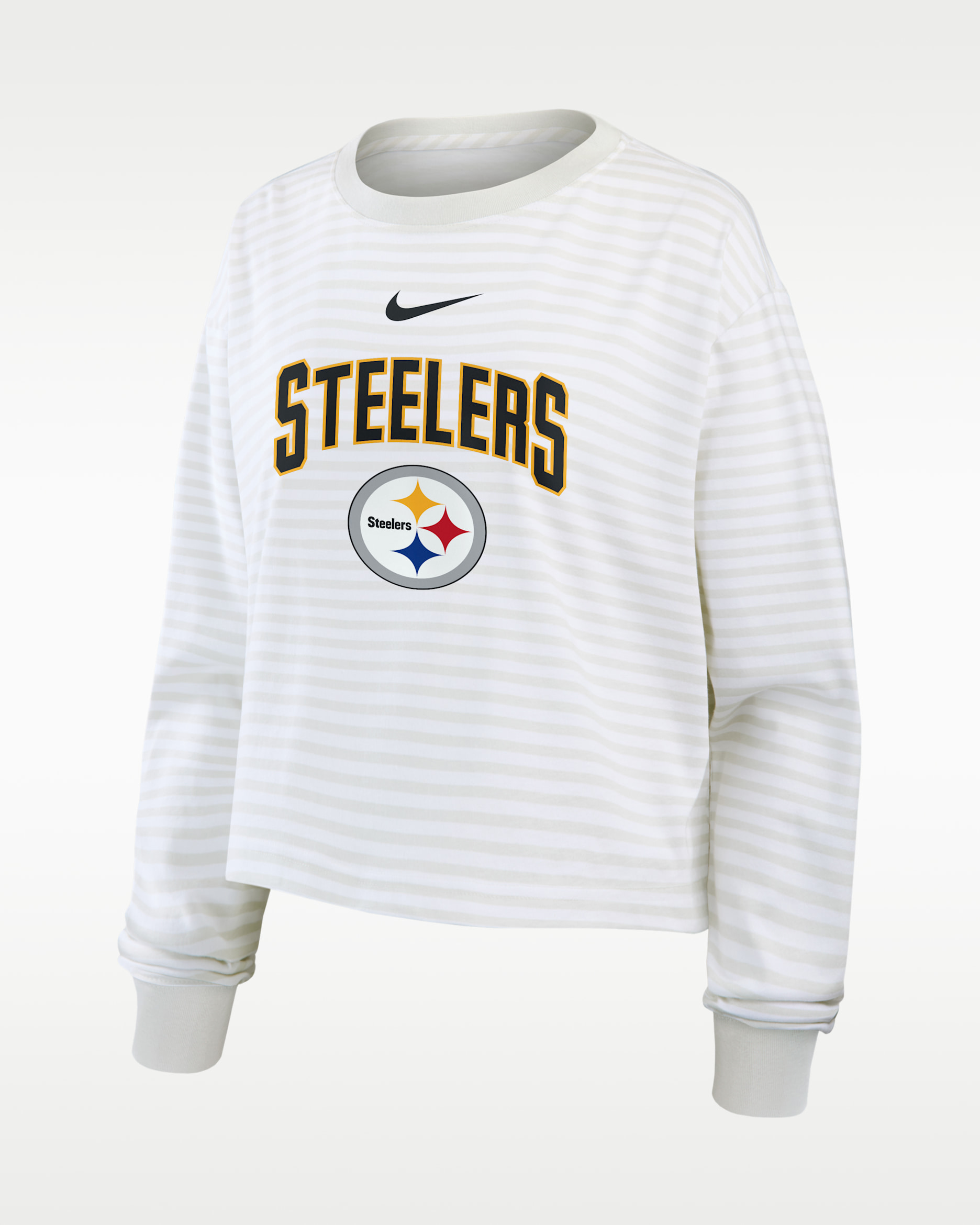 Pittsburgh Steelers Primetime Women's Nike Cropped Long-Sleeve T-Shirt - White/Grey