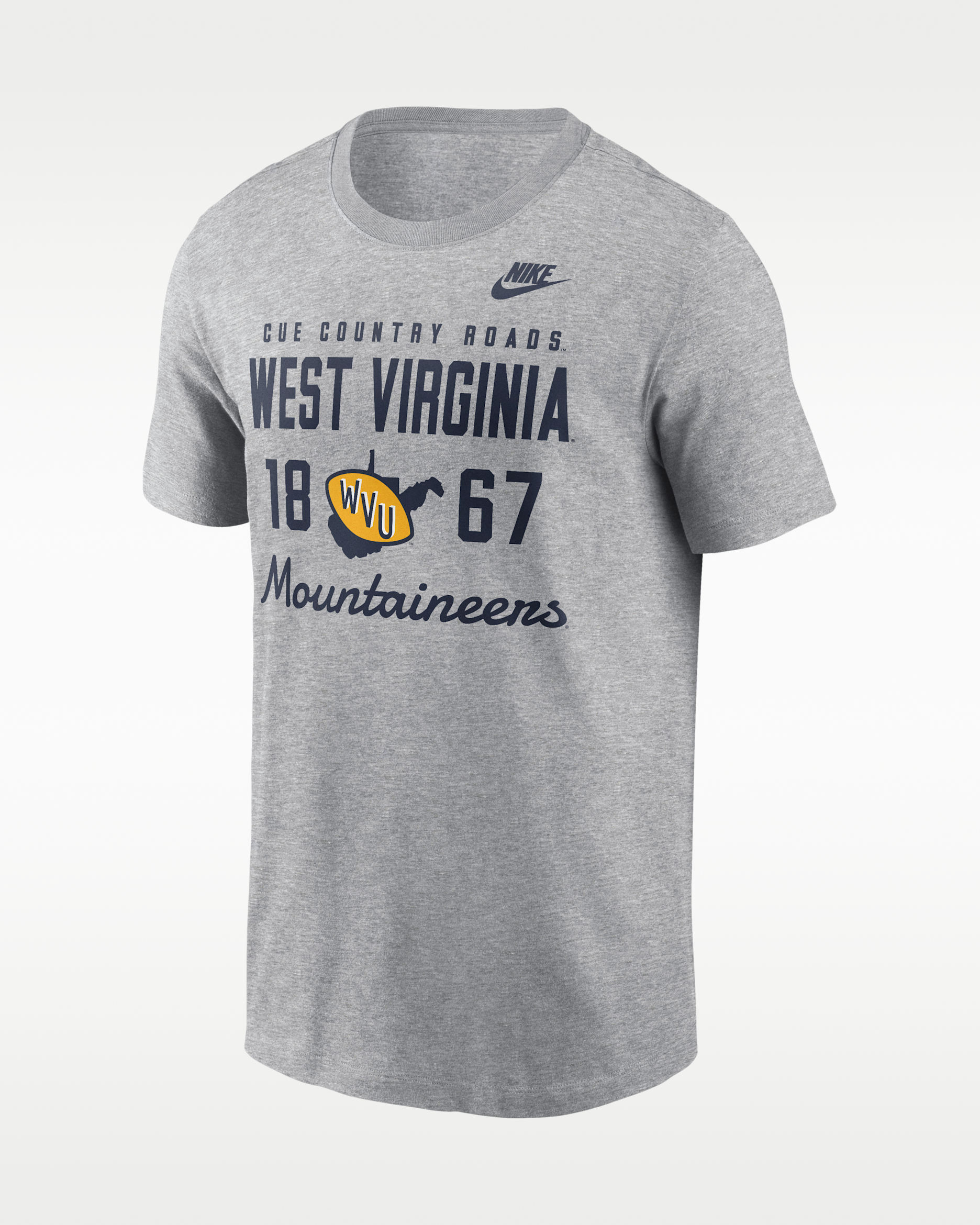 West Virginia Legacy Stacked Est Men's Nike College T-Shirt - Grey Heather