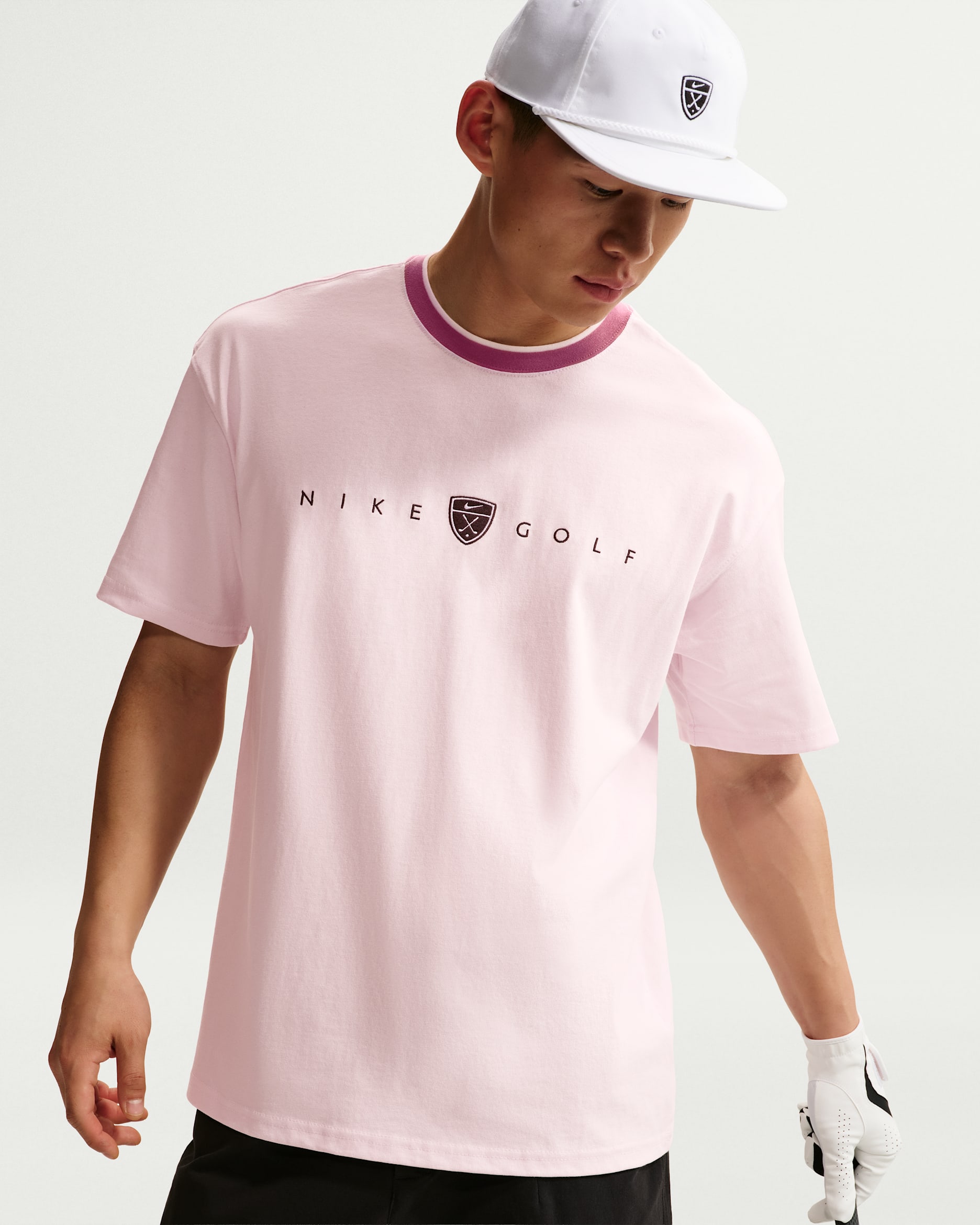 나이키 남성 루즈 핏 골프 티셔츠 - 펄 핑크
