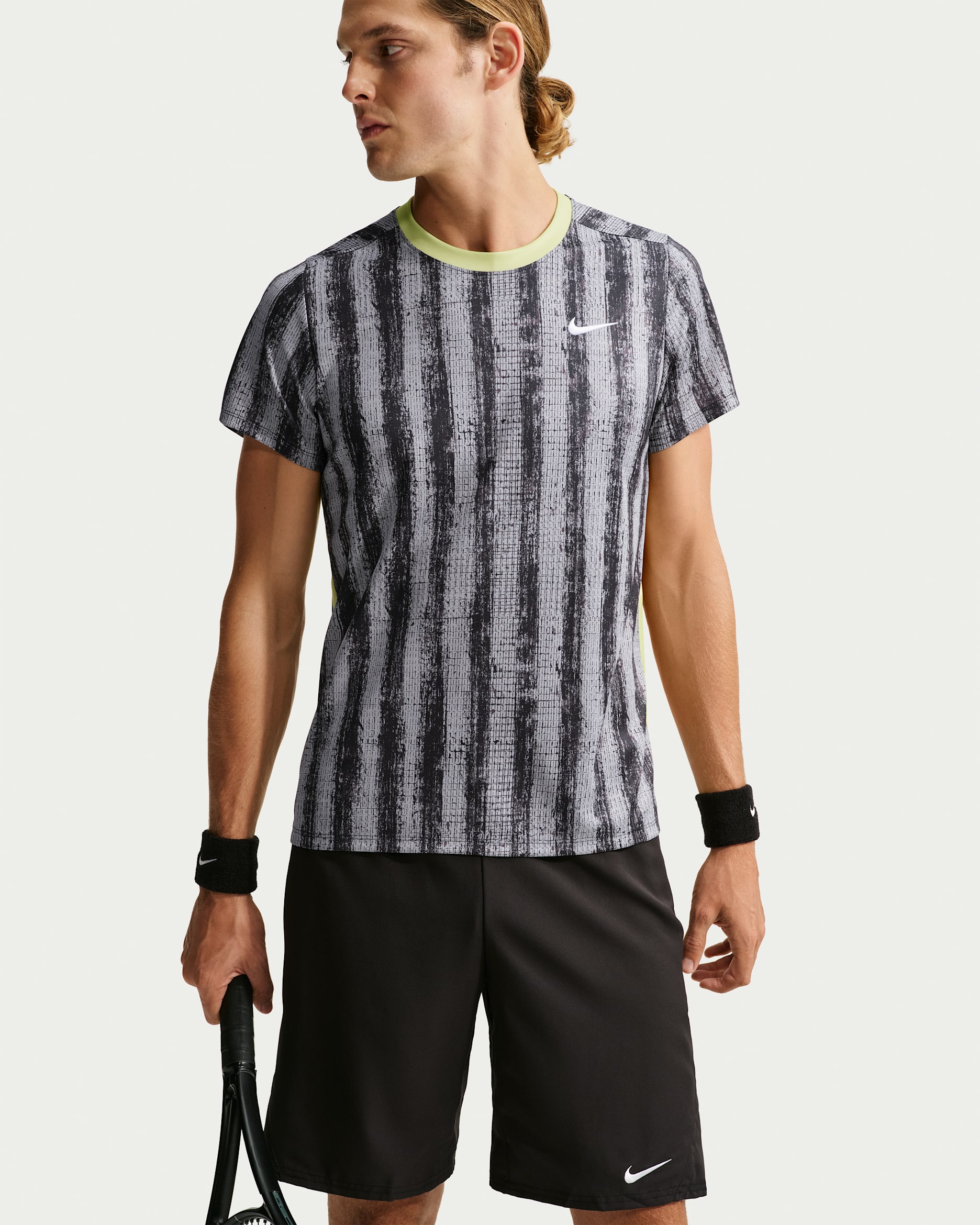 NikeCourt Victory Men's Dri-FIT Tennis Top - Medium Ash/Light Lemon Twist/White