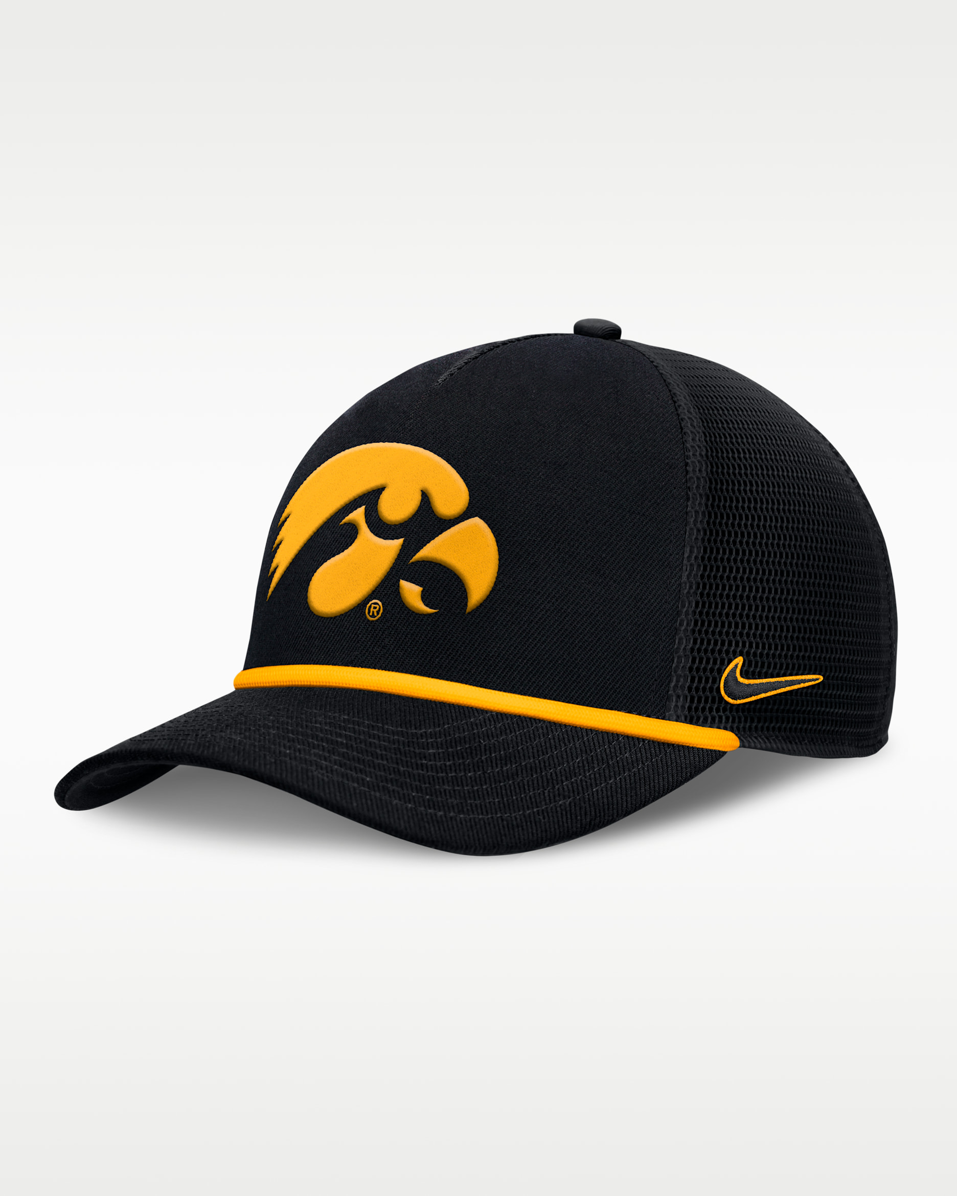 Iowa Primetime Rise Men's Nike College Trucker Adjustable Hat - Black