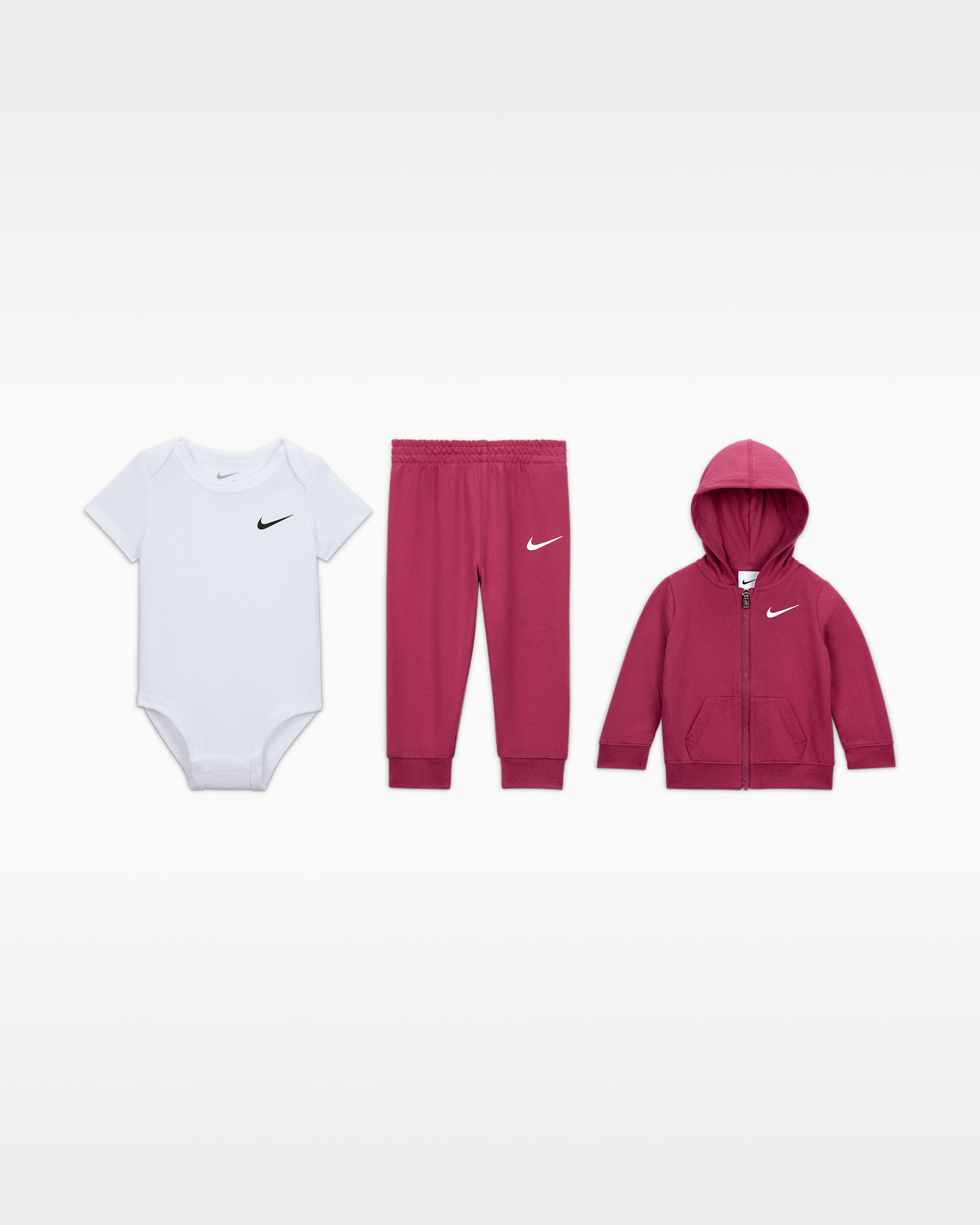 Nike Baby 3-Piece Bodysuit Set - Sweet Beet