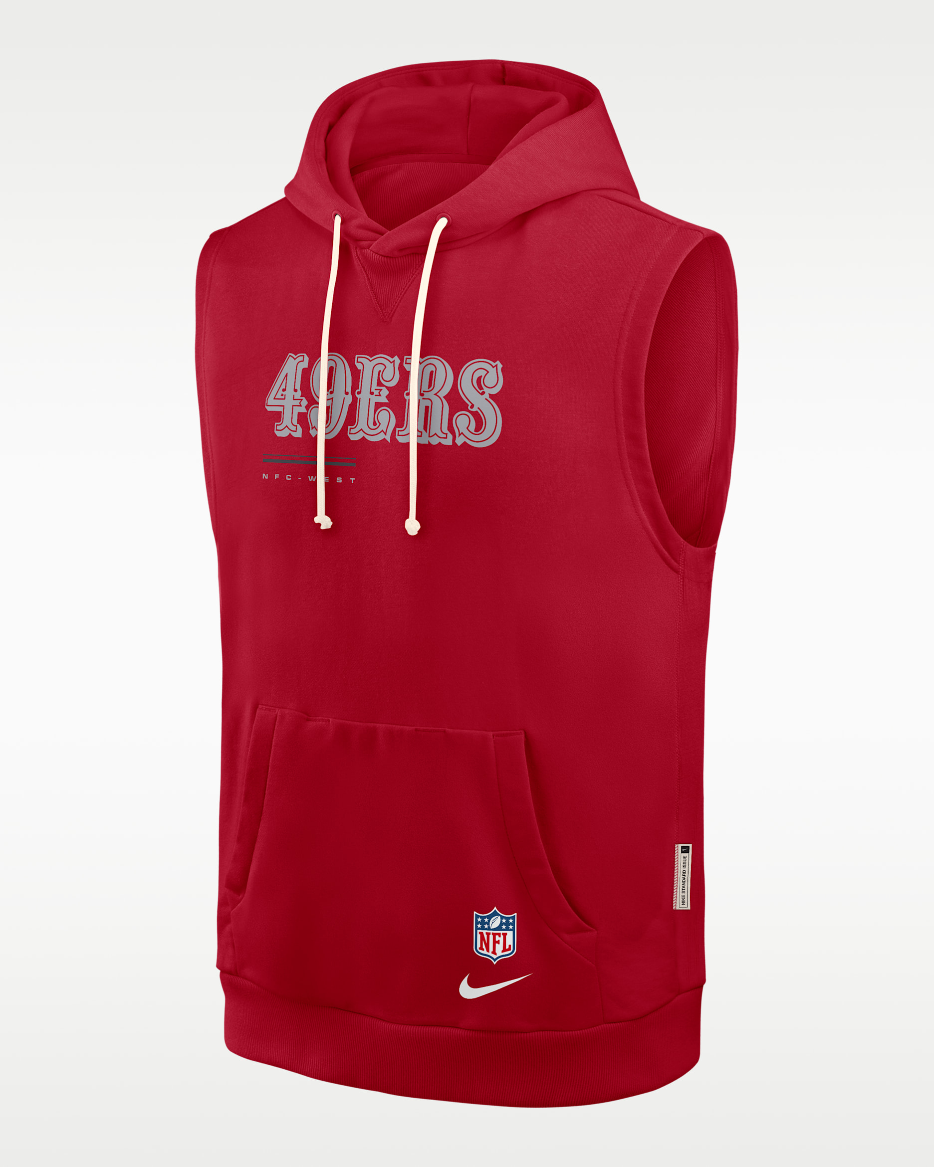 Sudadera con gorro sin cierre sin mangas Nike Dri-FIT de la NFL para hombre San Francisco 49ers Sideline - Rojo