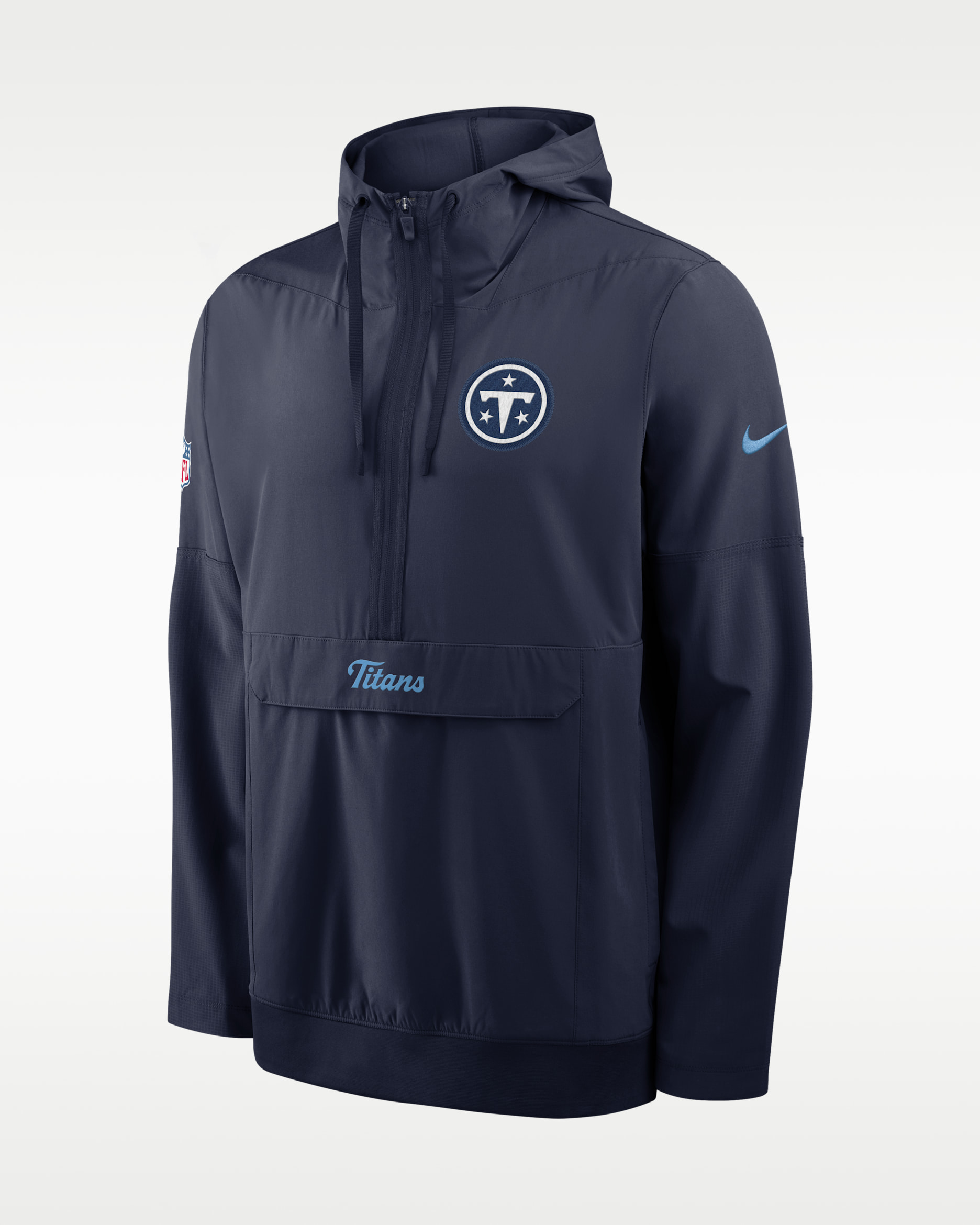 Tennessee Titans Rivalries Collection Sideline Anorak Men's Nike NFL 1/2-Zip Hooded Jacket - Navy