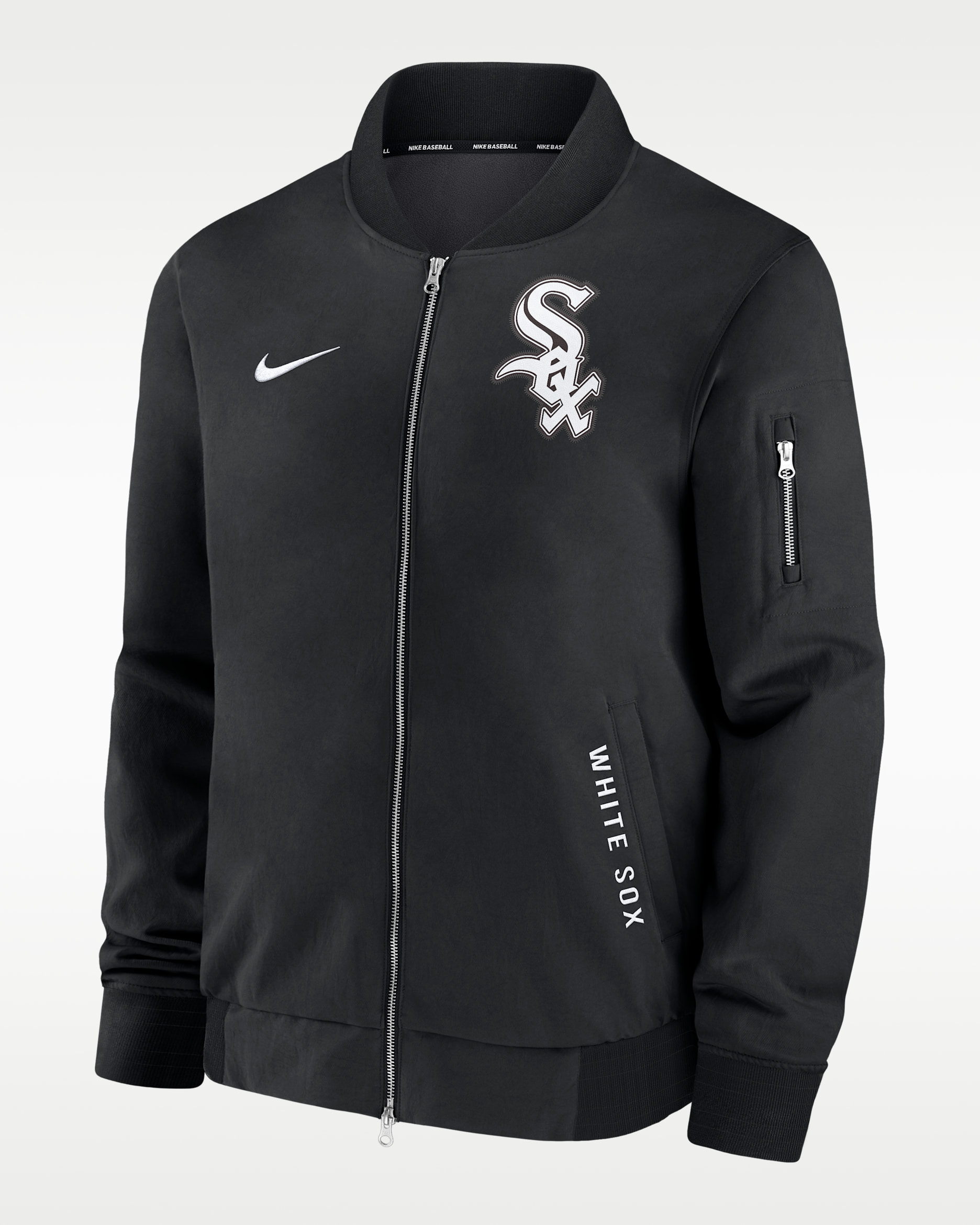 Chicago White Sox Authentic Collection Dugout Men's Nike MLB Full-Zip Bomber Jacket - Black