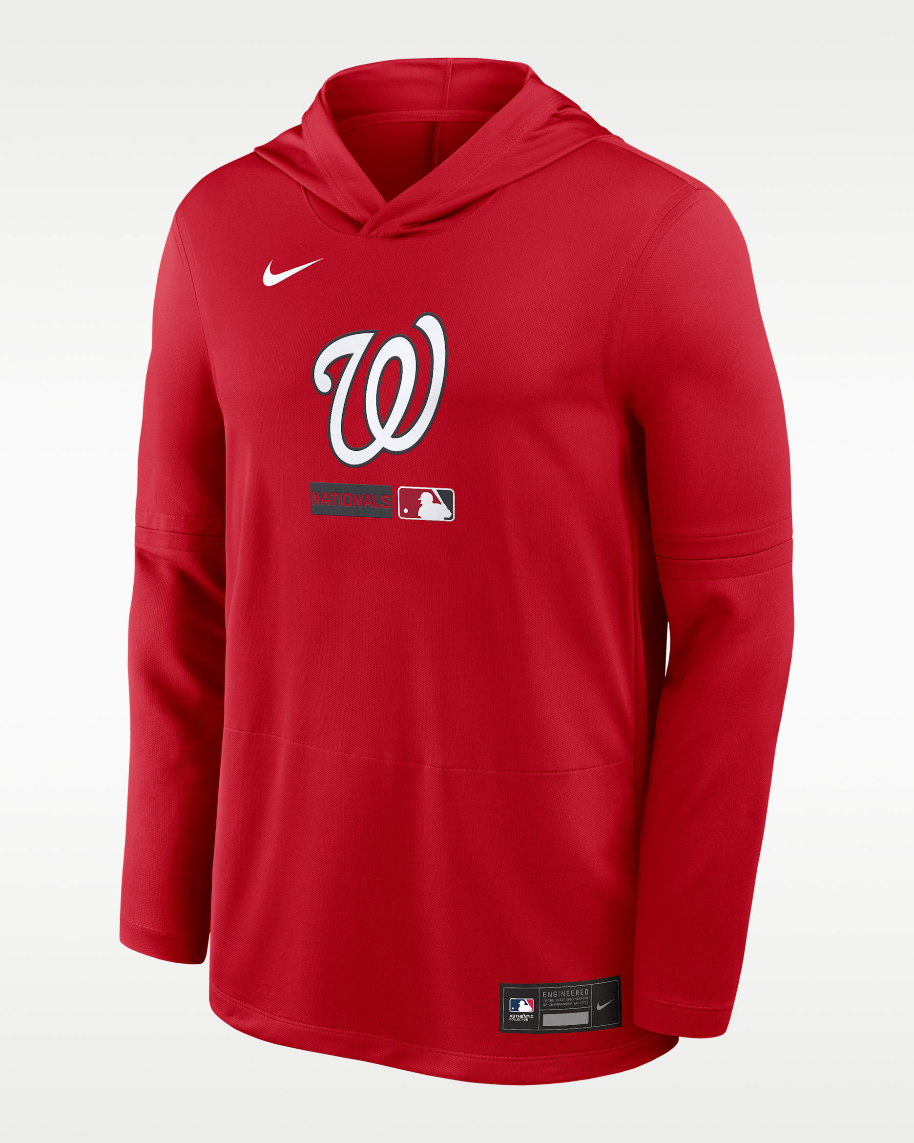 Washington Nationals Authentic Collection Men's Nike Dri-FIT MLB Long-Sleeve Hooded Top - Red