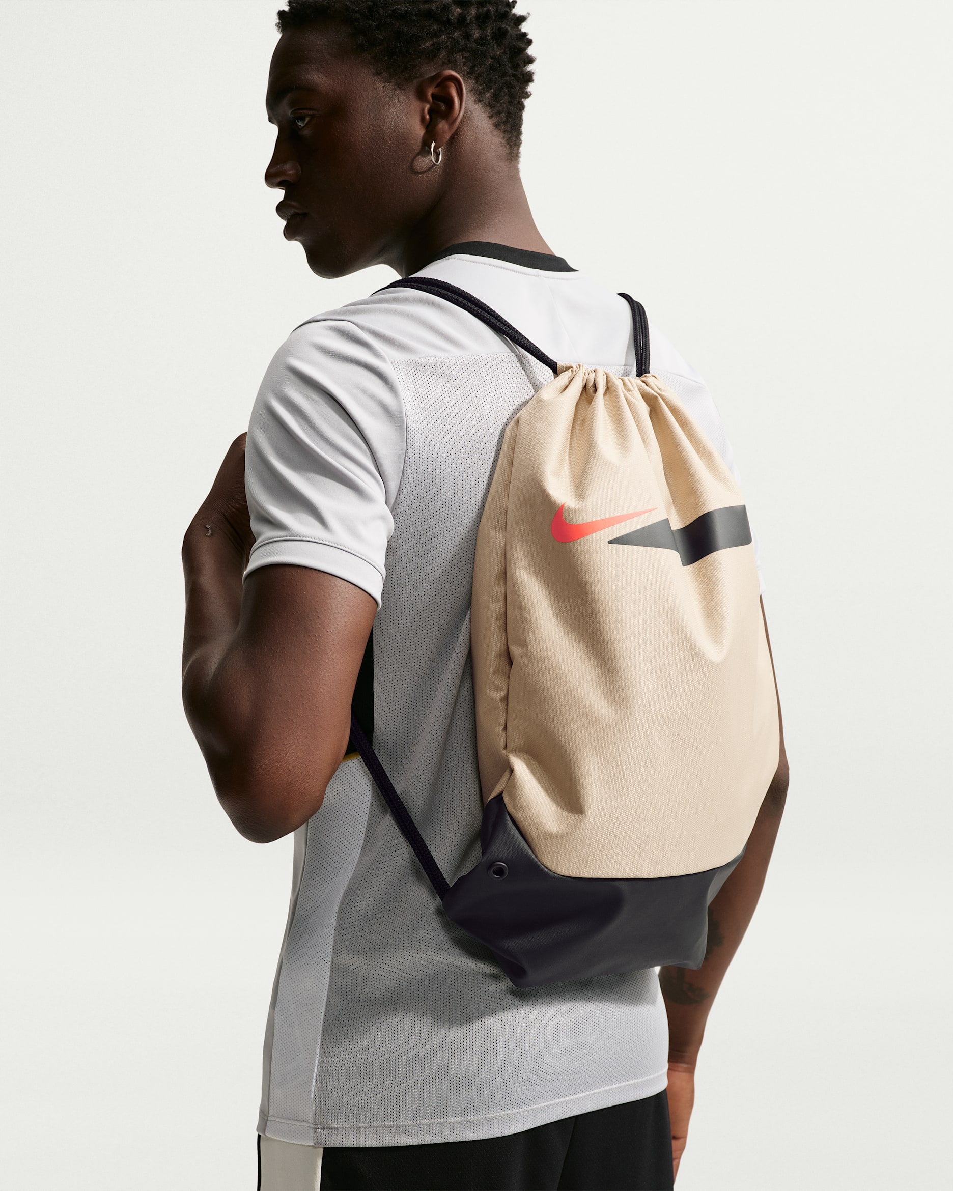 Nike Academy Soccer Gym Sack (18L) - Linen/Black/Bright Crimson