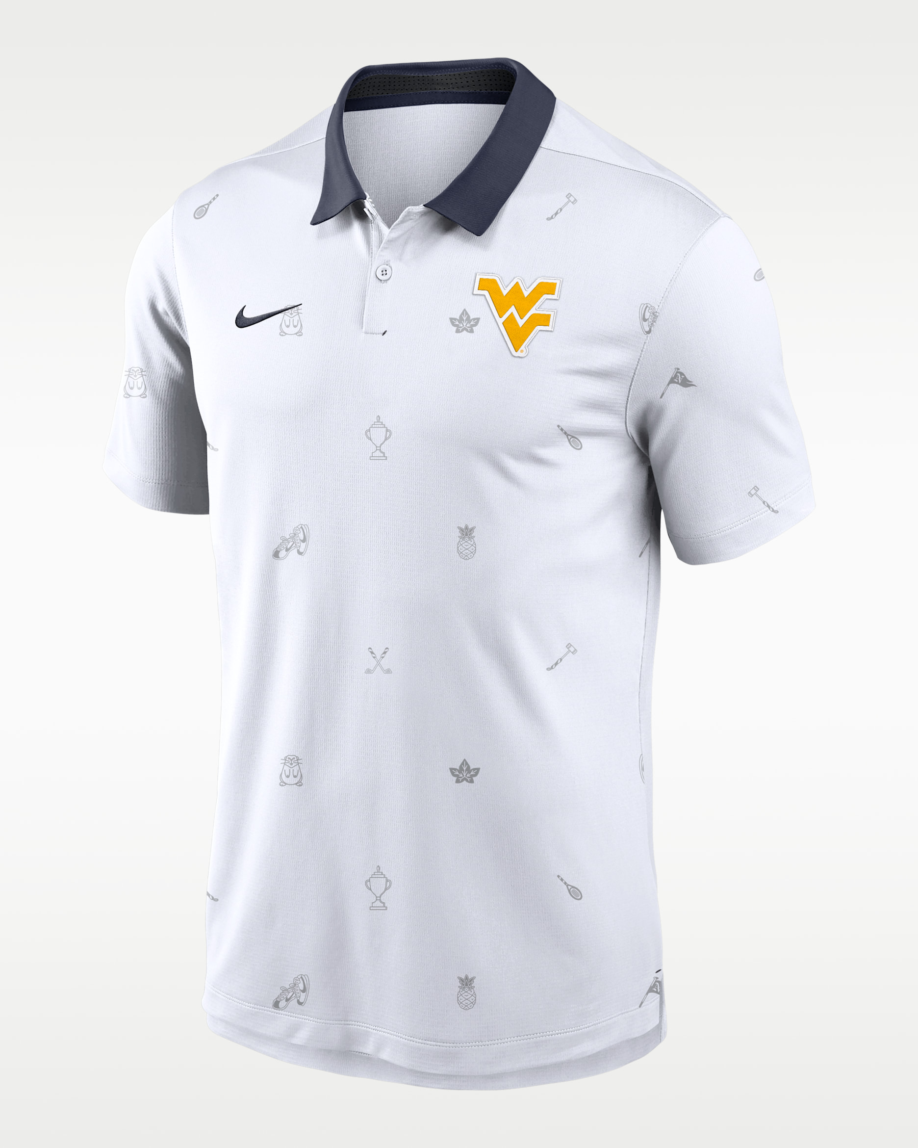 Polo universitario West Virginia Vapor Pattern para hombre con tecnología Nike Dri-FIT - Blanco
