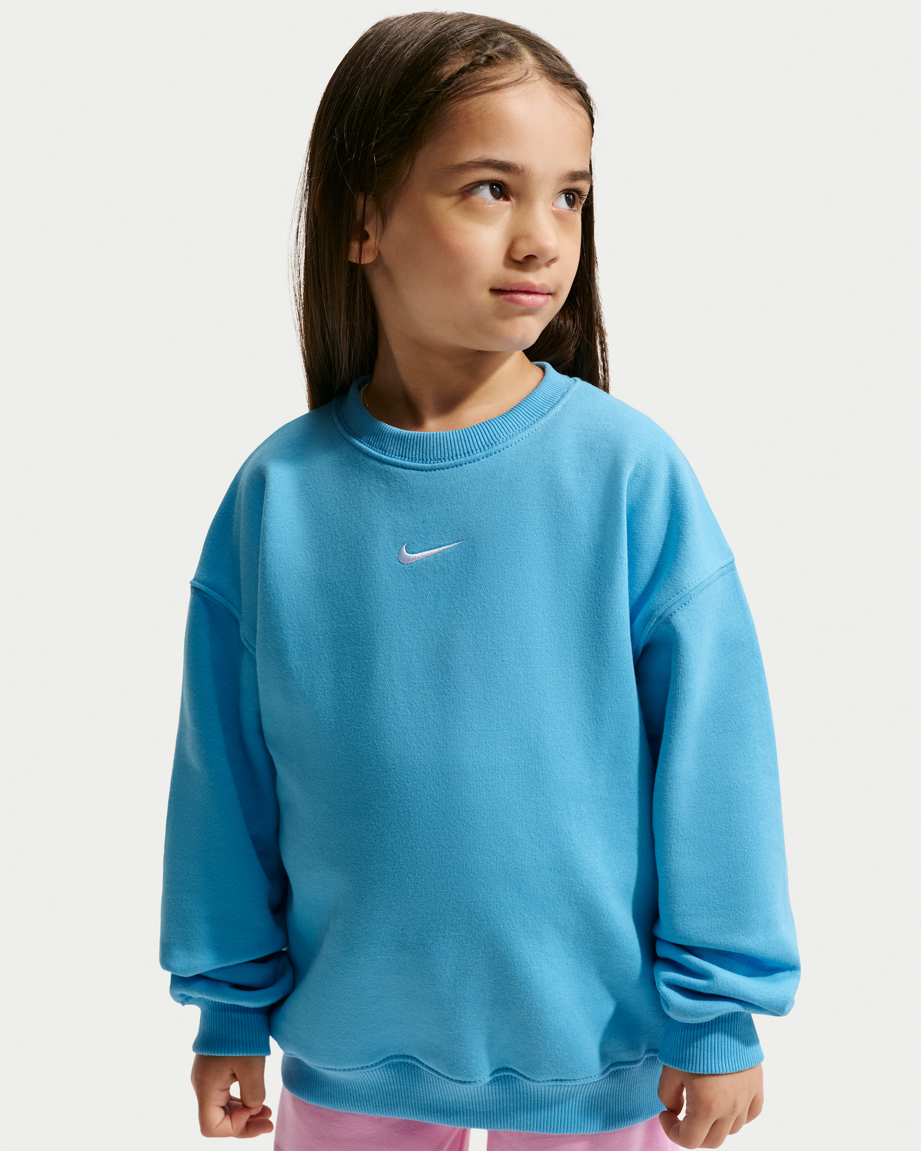 Nike Sportswear Little Kids' Studio Fleece Oversized Crew - Football Blue