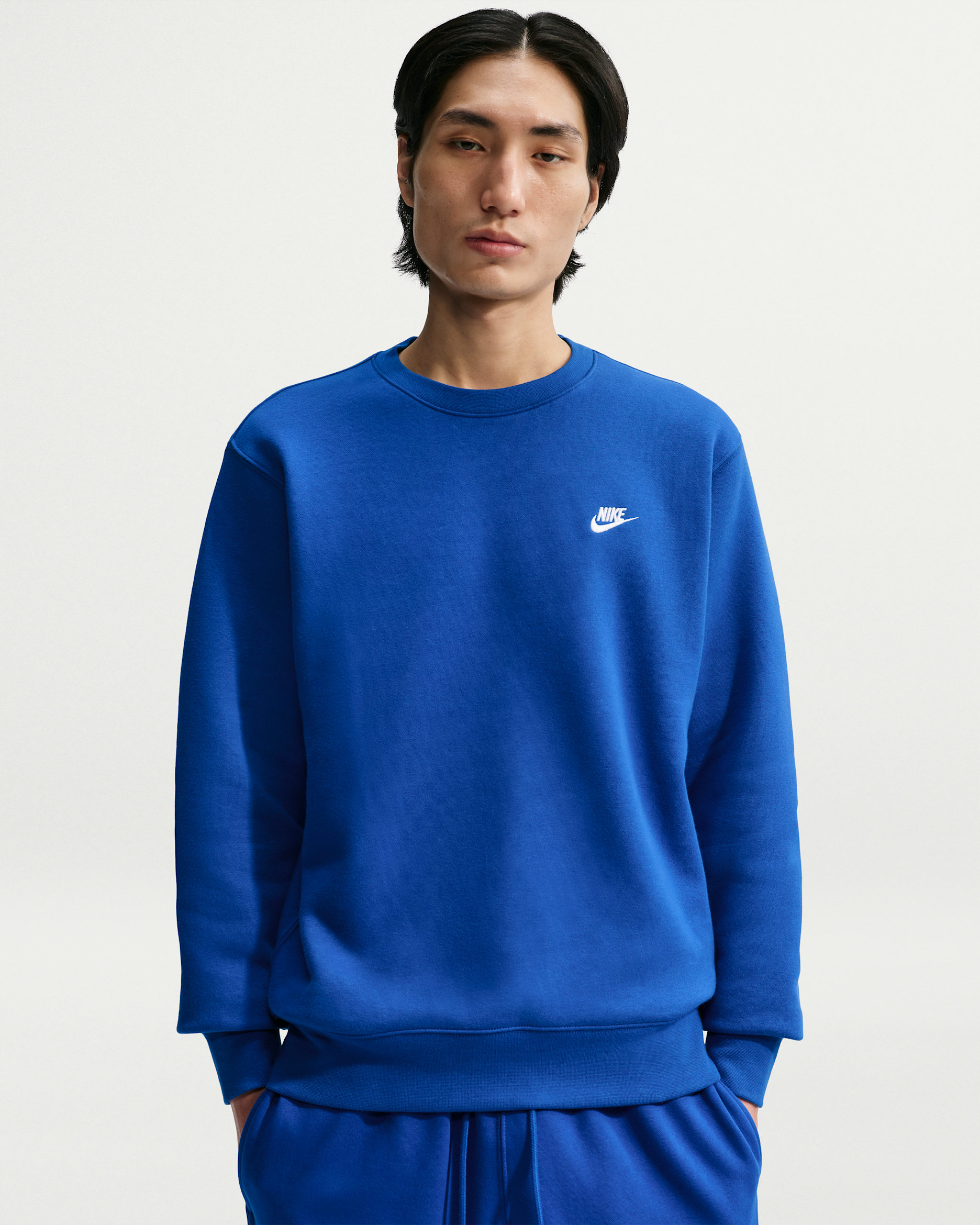 Nike Club Men's Fleece Crew - Old Royal/White