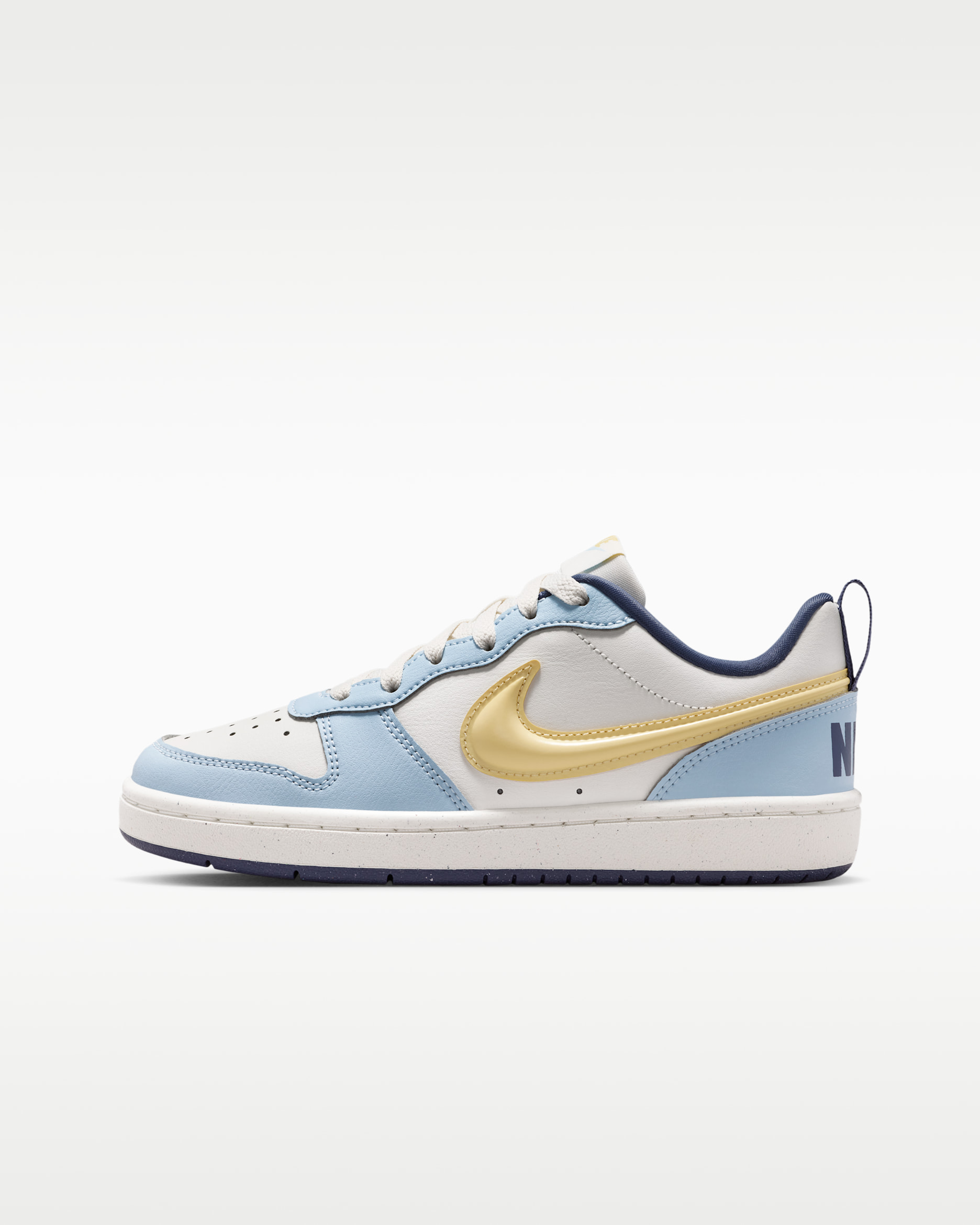 Nike Court Borough Low Recraft Big Kids' Shoes - Sail/Sail/Celestine Blue/Soft Yellow
