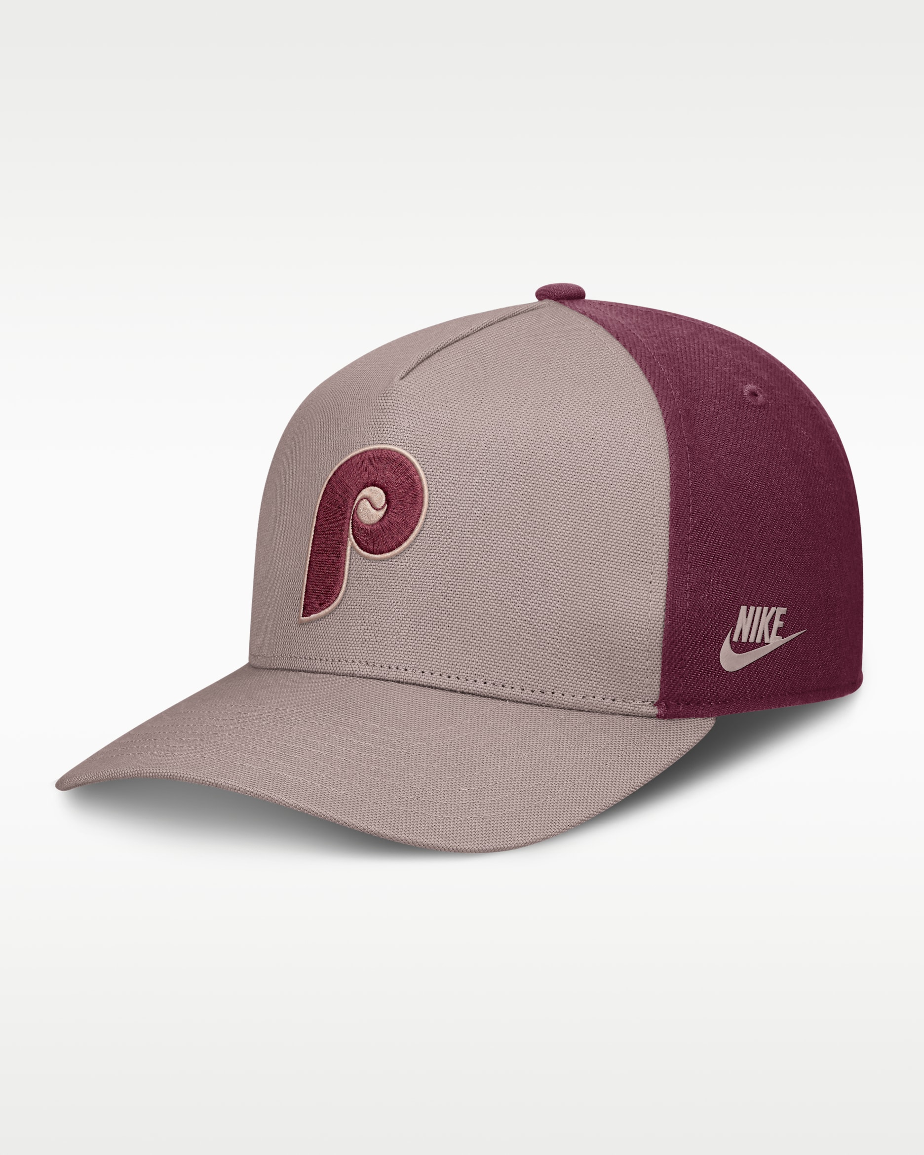 Philadelphia Phillies Cooperstown Rise Men's Nike MLB A-Frame Adjustable Hat - Legend Light Brown/Maroon