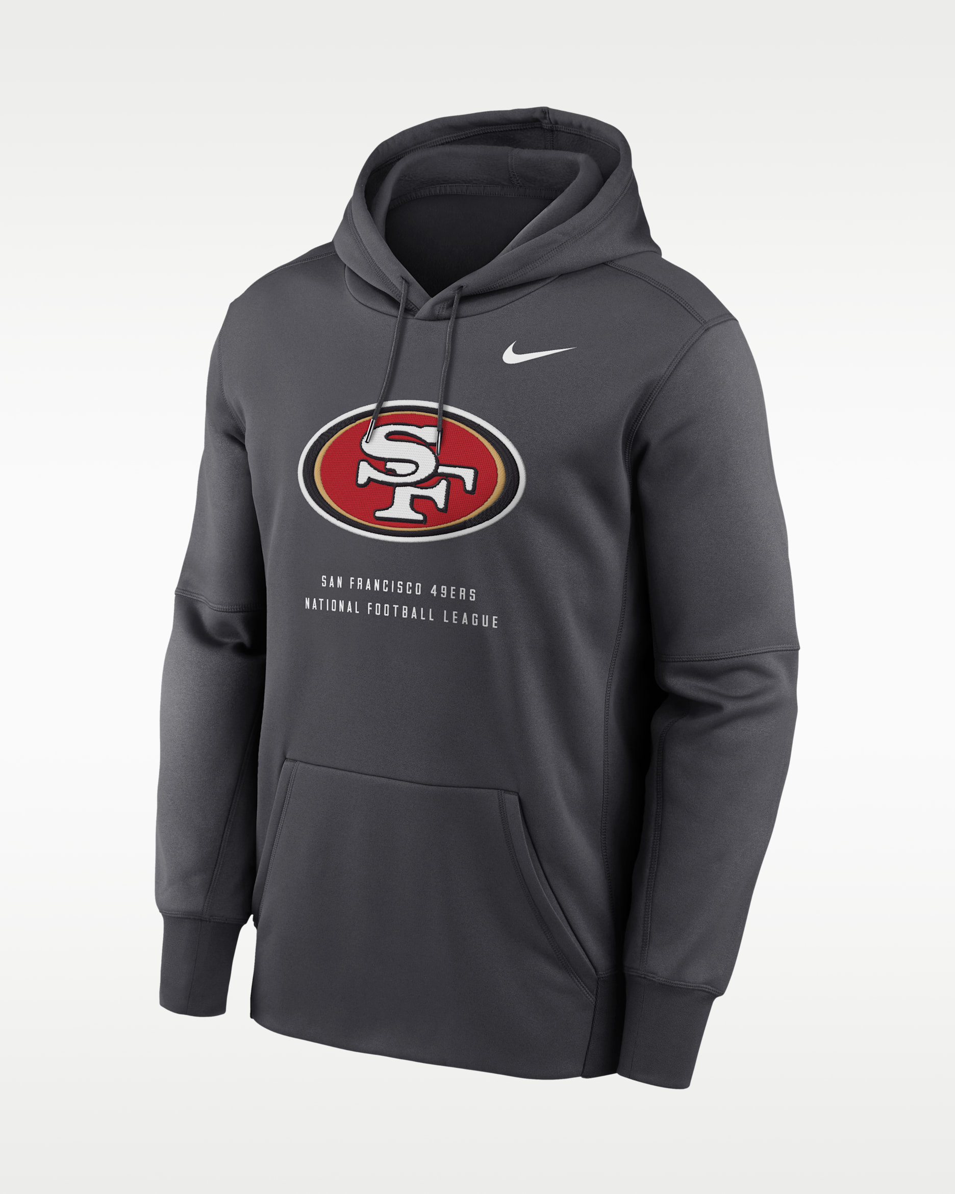 San Francisco 49ers Men's Nike Therma NFL Pullover Hoodie - Charcoal