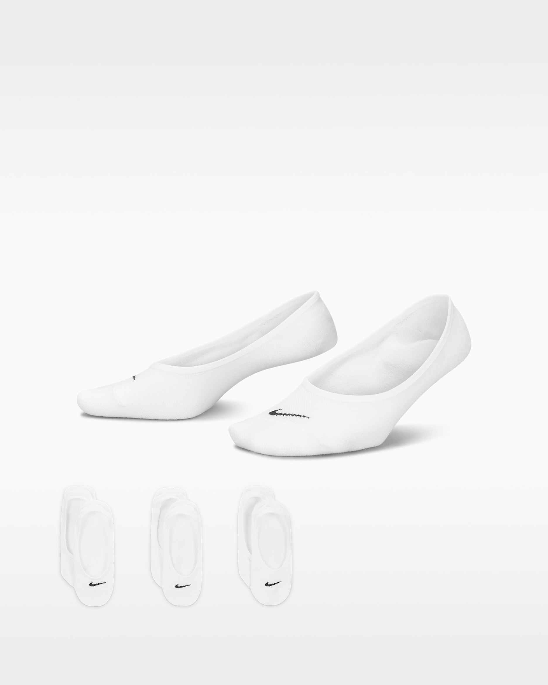 Nike Everyday Lightweight Women's Training Footie Socks (3 Pairs) - White/Black