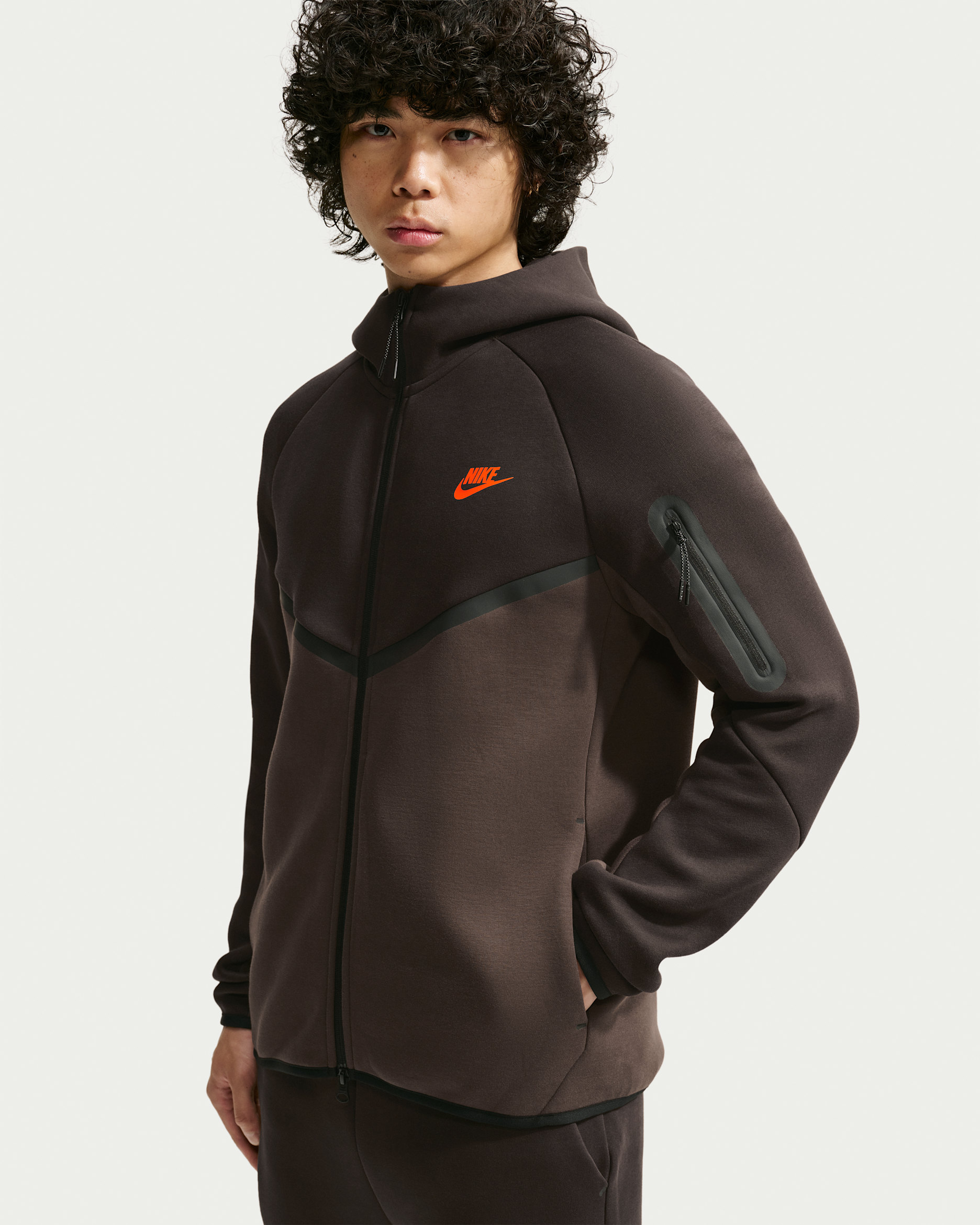 Nike Tech Men's Fleece Windrunner Full-Zip Jacket - Velvet Brown/Baroque Brown/Bright Crimson