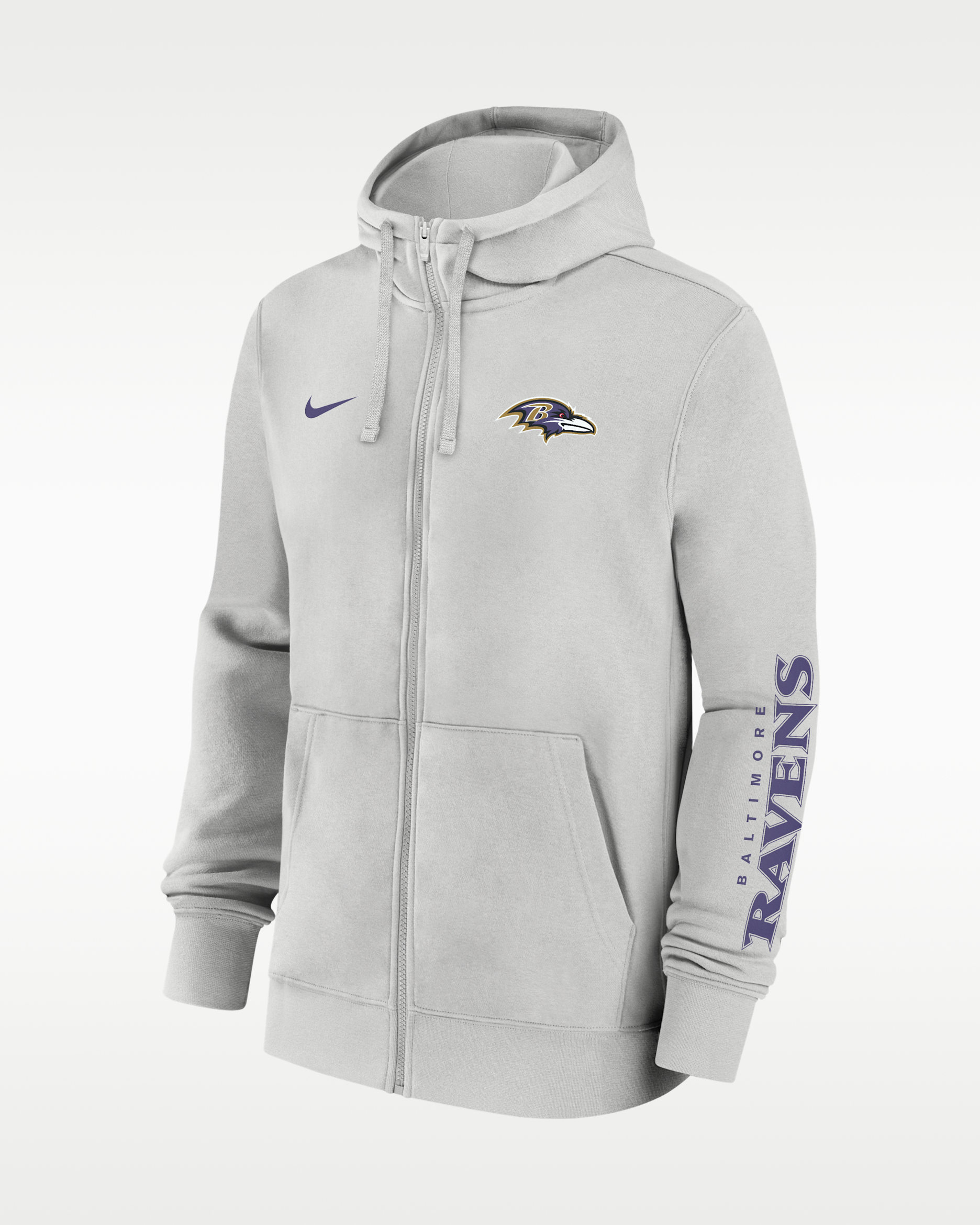 Baltimore Ravens Club Men's Nike NFL Full-Zip Hoodie - Grey