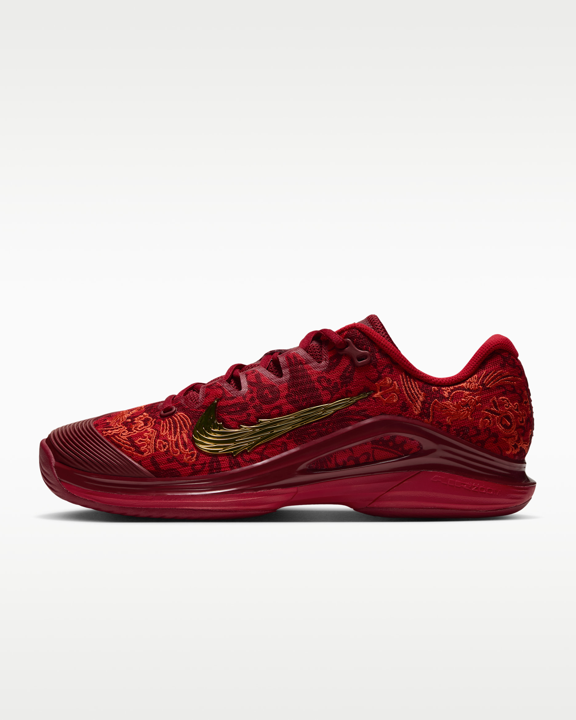 Nike Vapor 12 "Qinwen Zheng" Women's Hard Court Tennis Shoes - University Red/Tough Red/Picante Red/Metallic Gold
