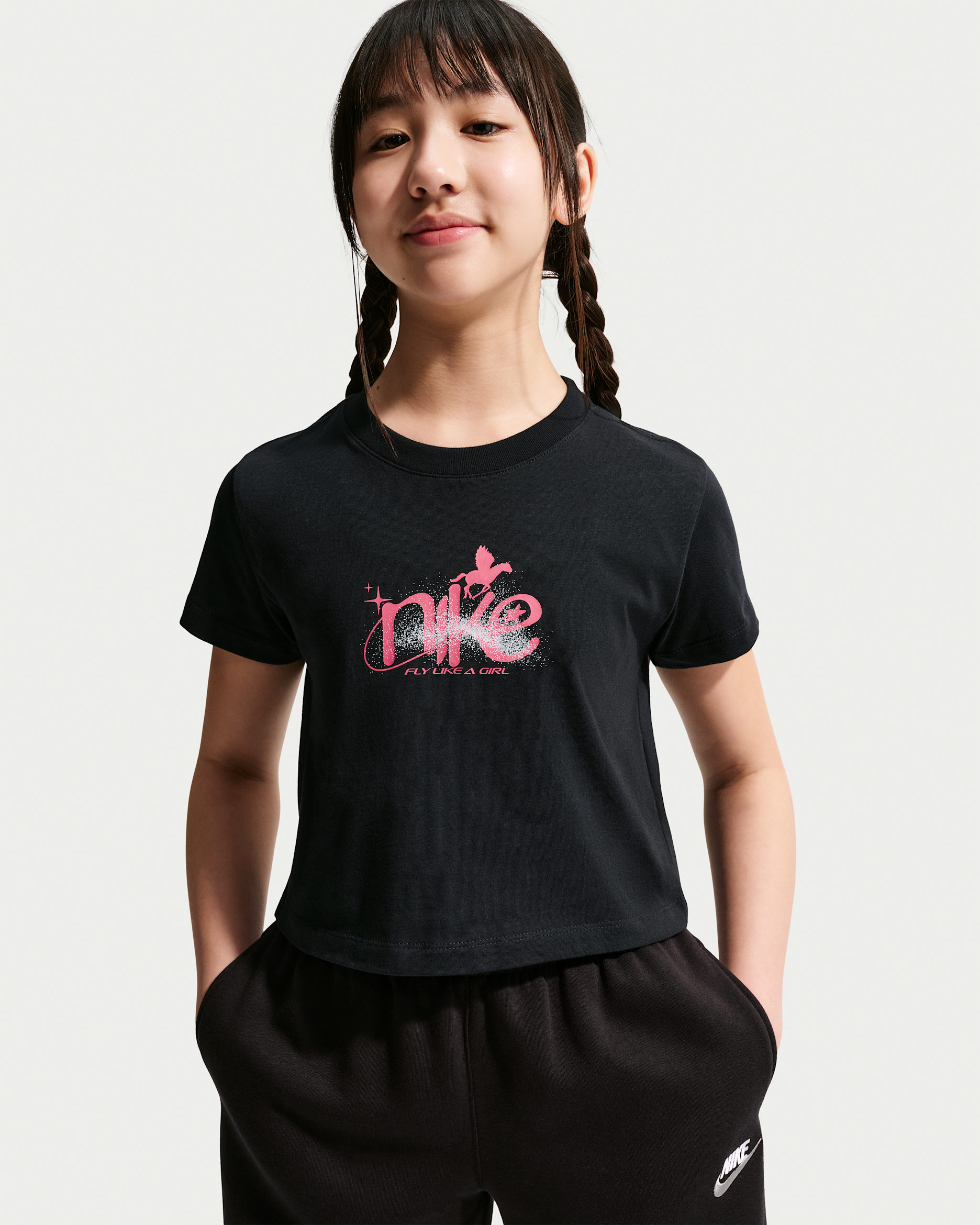 Nike Sportswear Older Kids' (Girls') Cropped Mod T-Shirt - Black