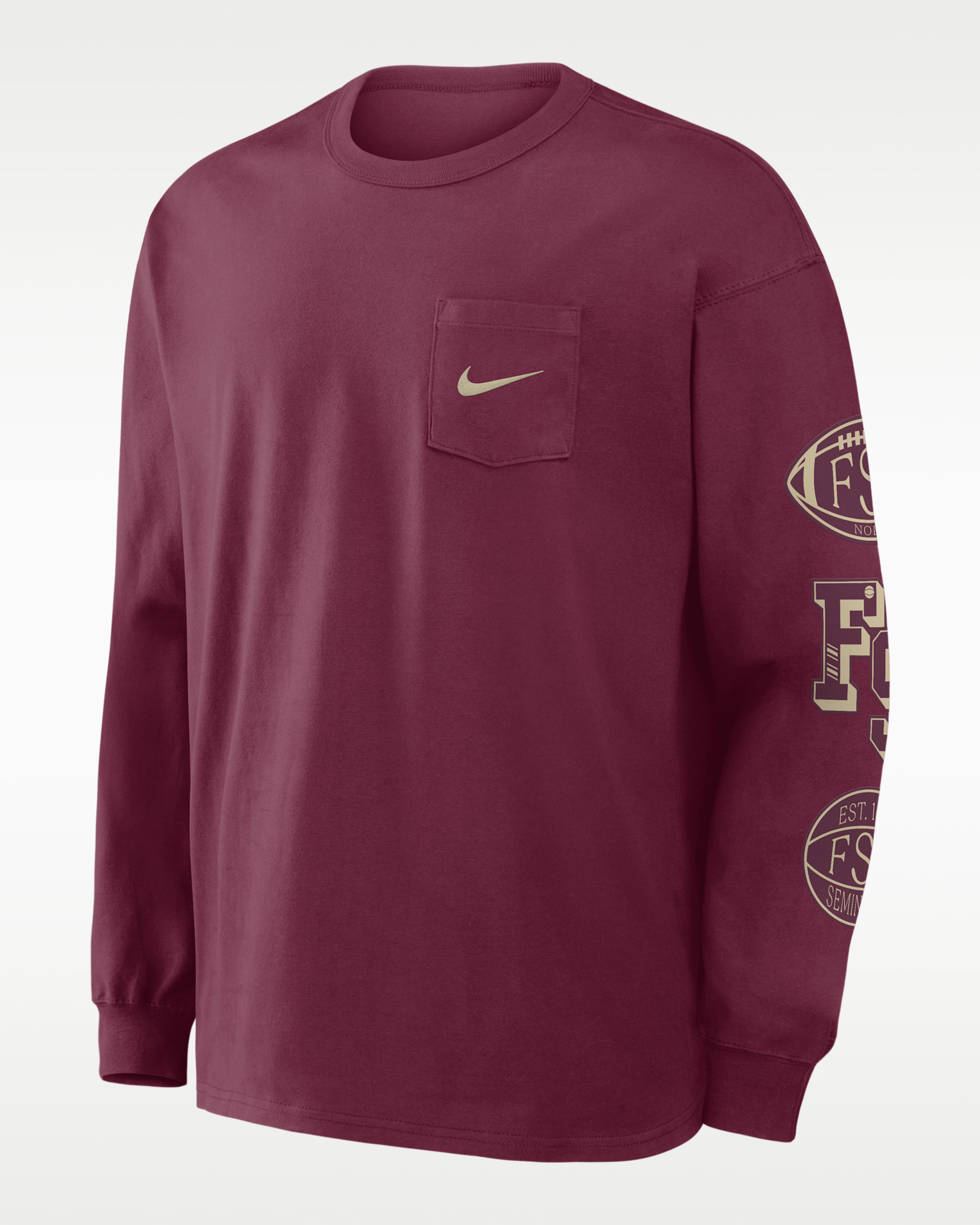 Florida State Academic Max90 Pocket Men's Nike College Long-Sleeve T-Shirt - Garnet