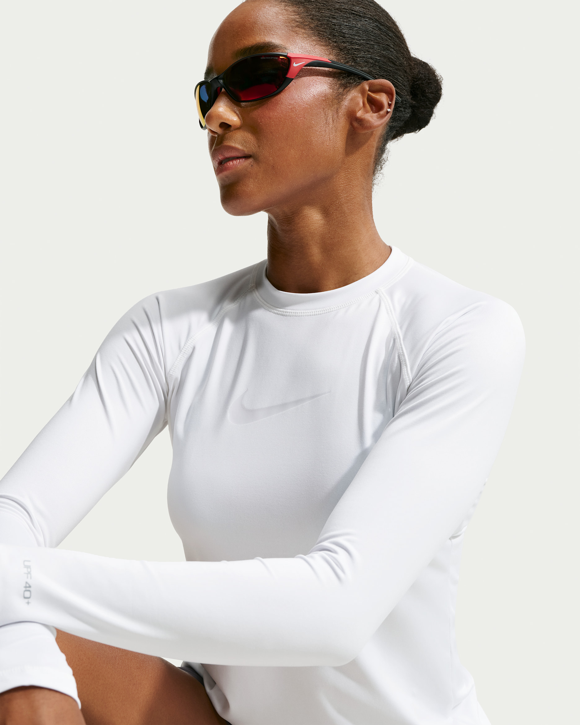 Playera de manga larga Dri-FIT UV para mujer Nike Swim Hydroguard - Blanco/Transparente