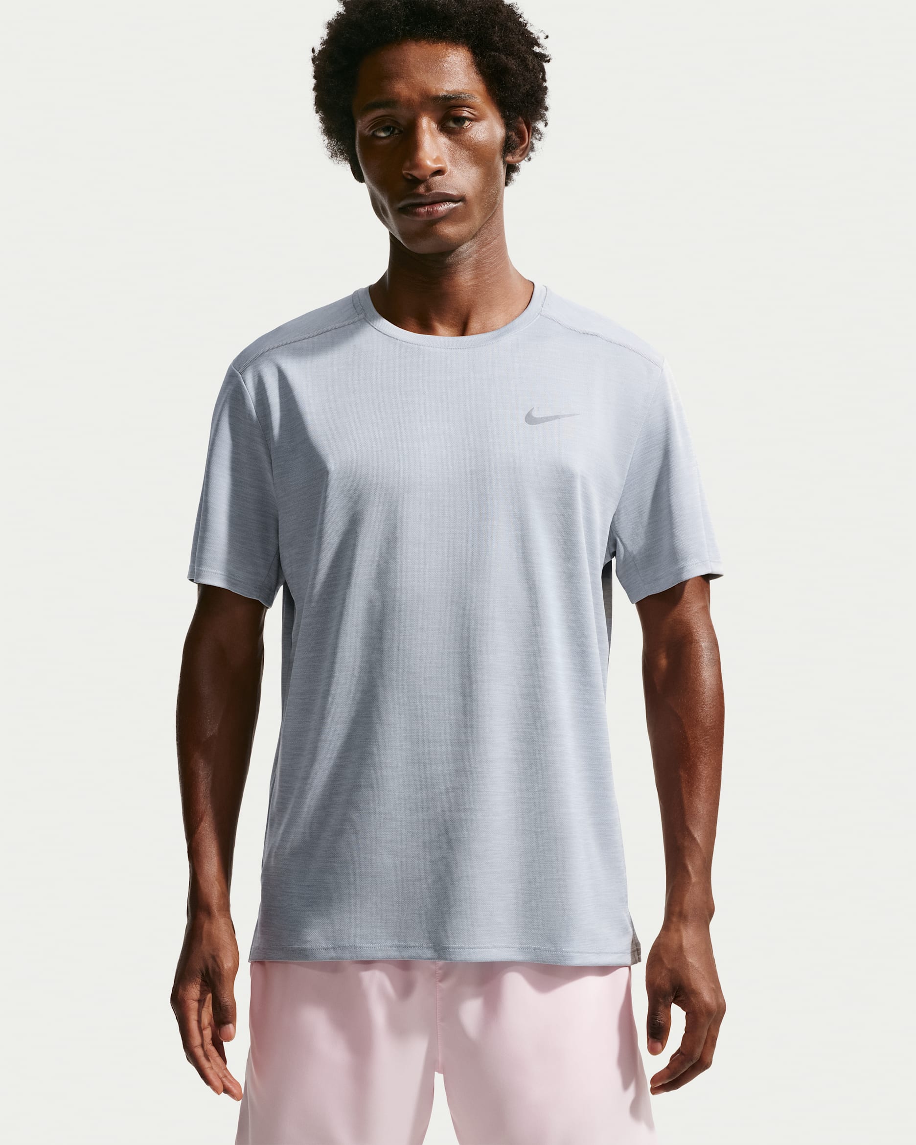 Nike Miler Men's Dri-FIT Short-Sleeve Running Top - Grey Fog/Particle Grey/Heather