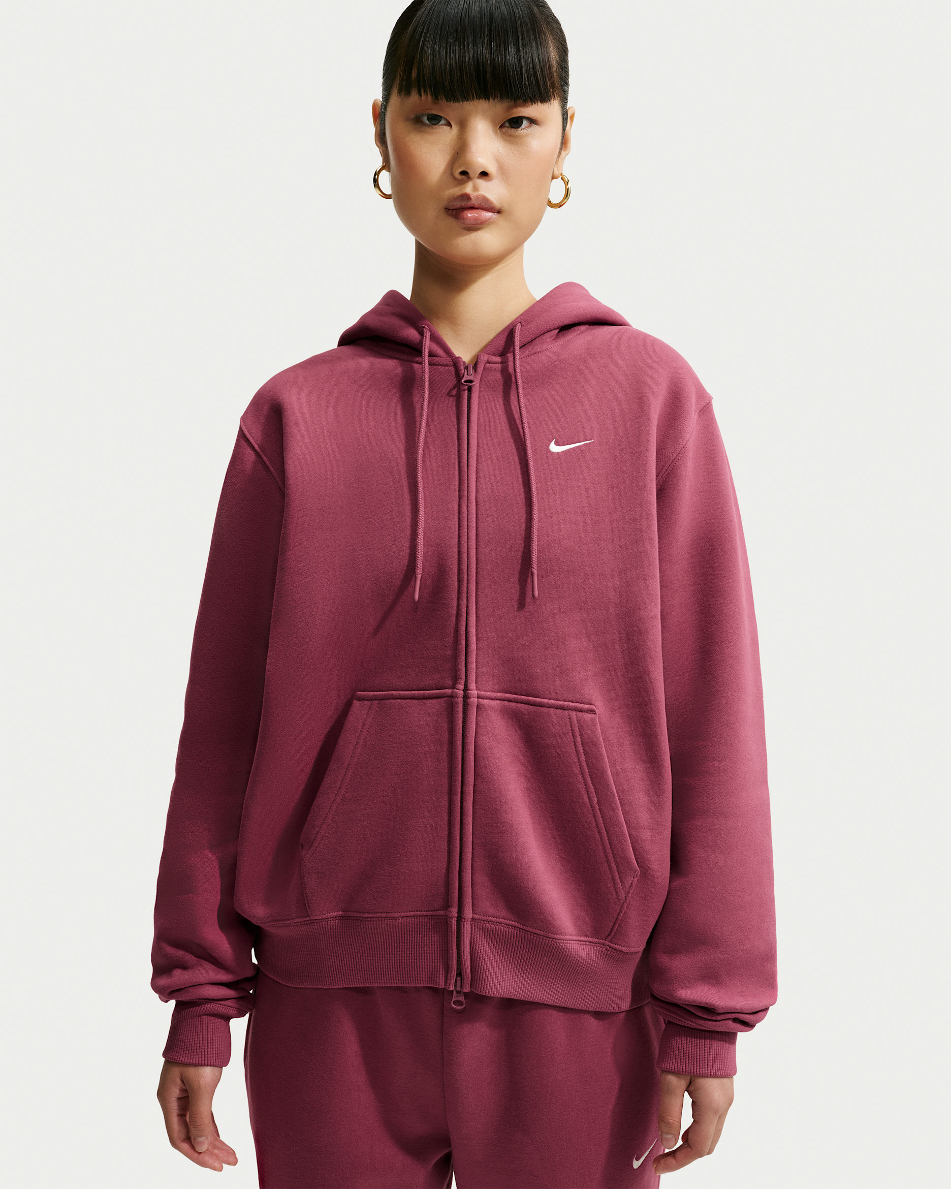Nike Studio Fleece Medium Weight Women's Full-Zip Hoodie - Pink Smoke/Sail