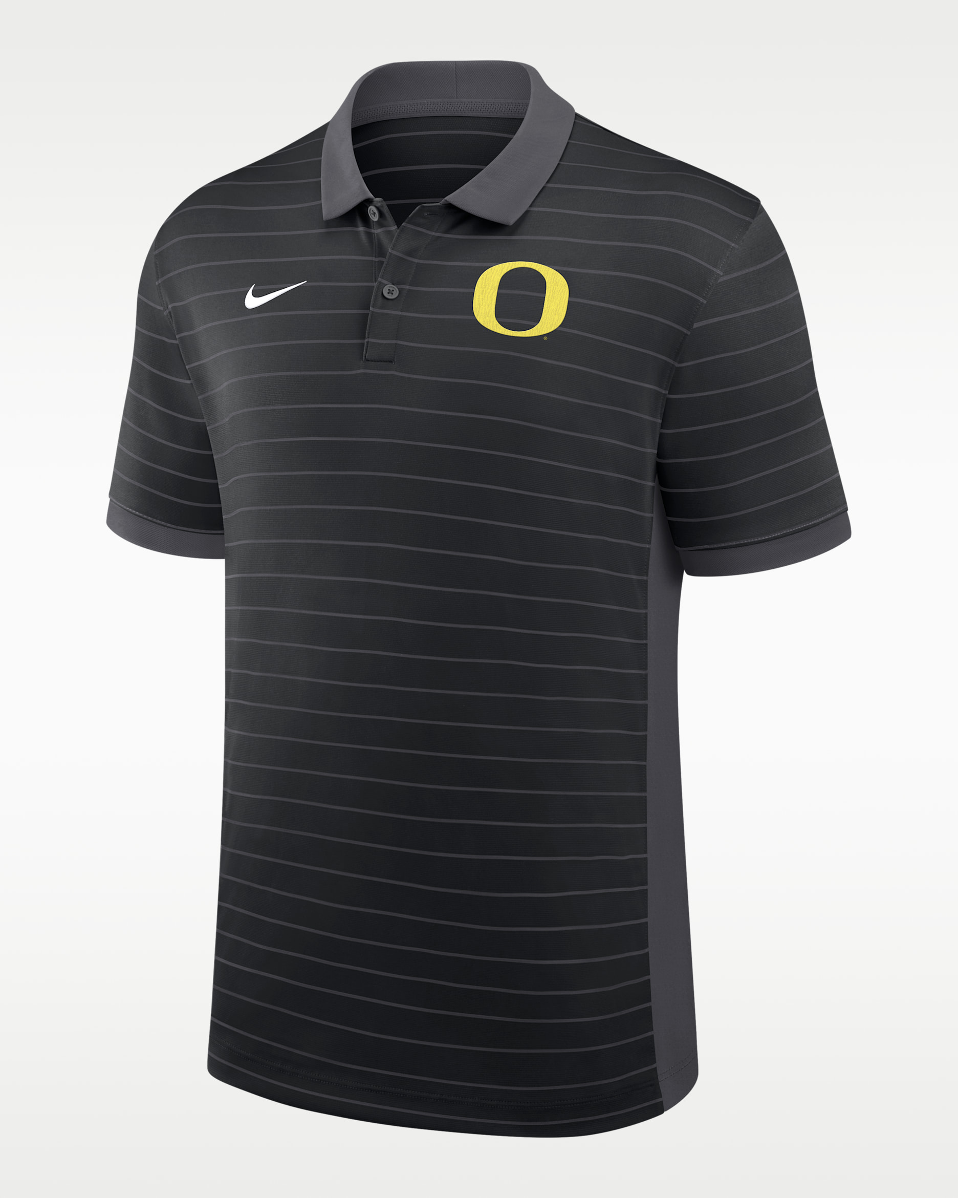 Oregon Sideline Early Season Coach Victory Stripe Men's Nike Dri-FIT College Polo - Black/Grey