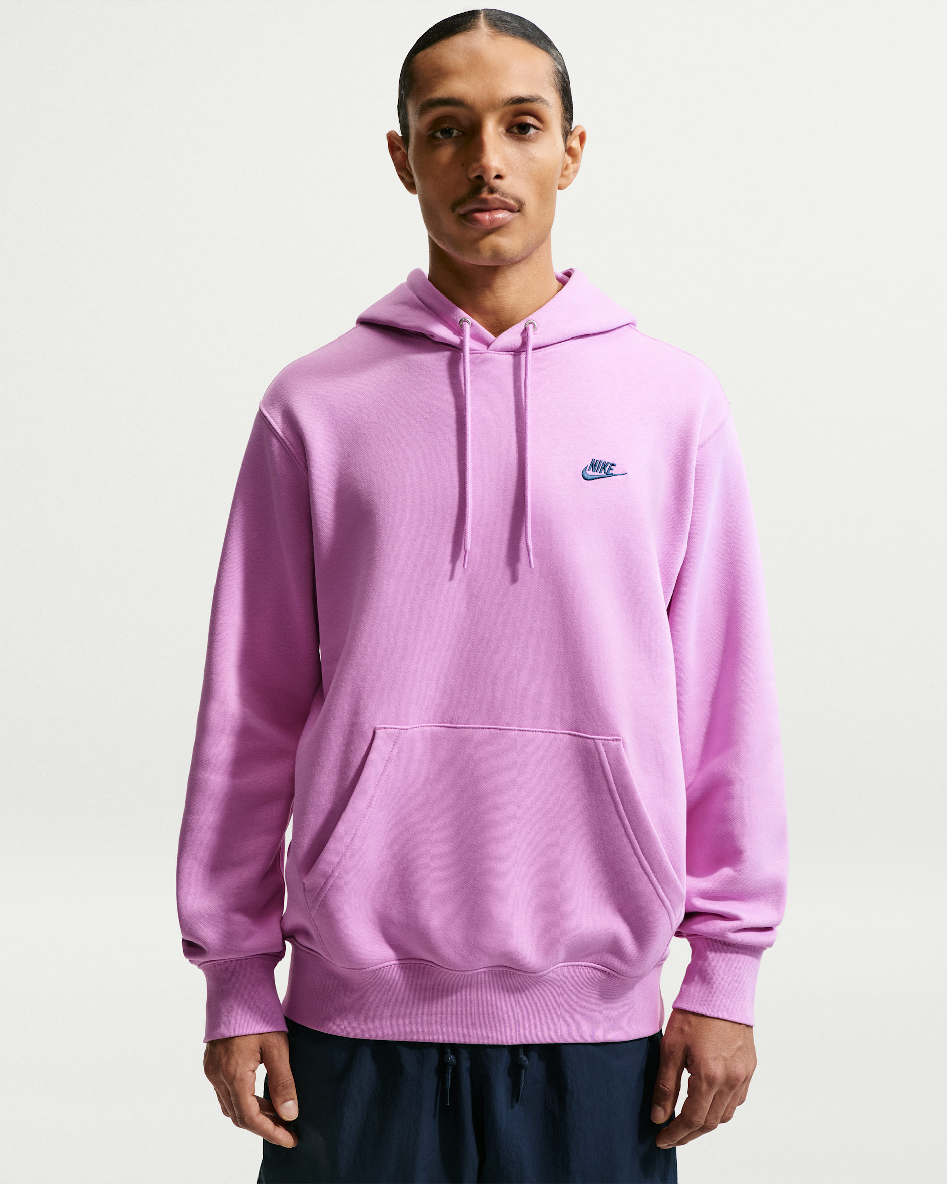 Nike Club Men's Pullover Fleece Hoodie - Light Magenta/Light Magenta/Midnight Navy