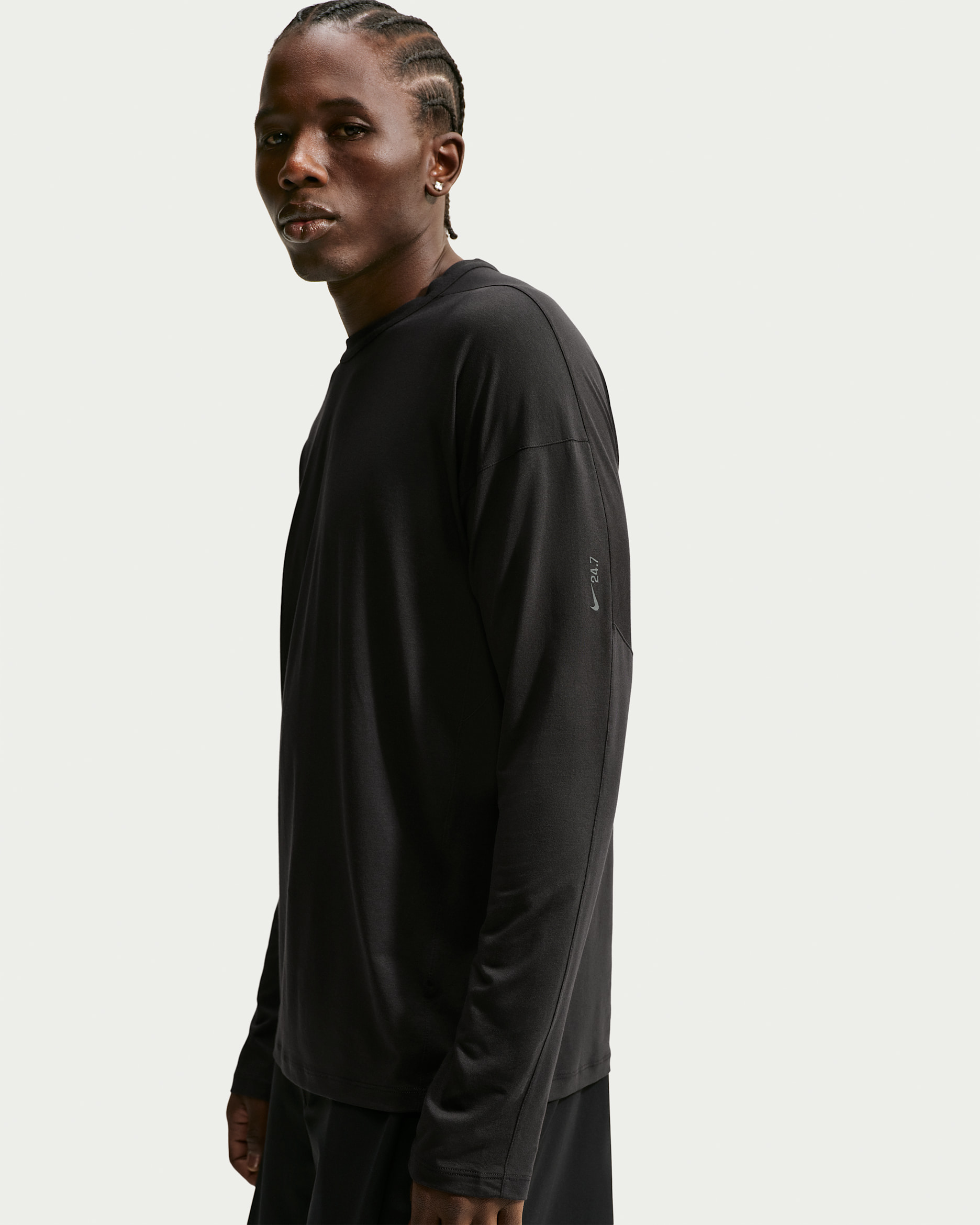 Nike 24.7 ImpossiblySoft Light Men's Dri-FIT Long-Sleeve Top - Black/Black/Dark Smoke Grey