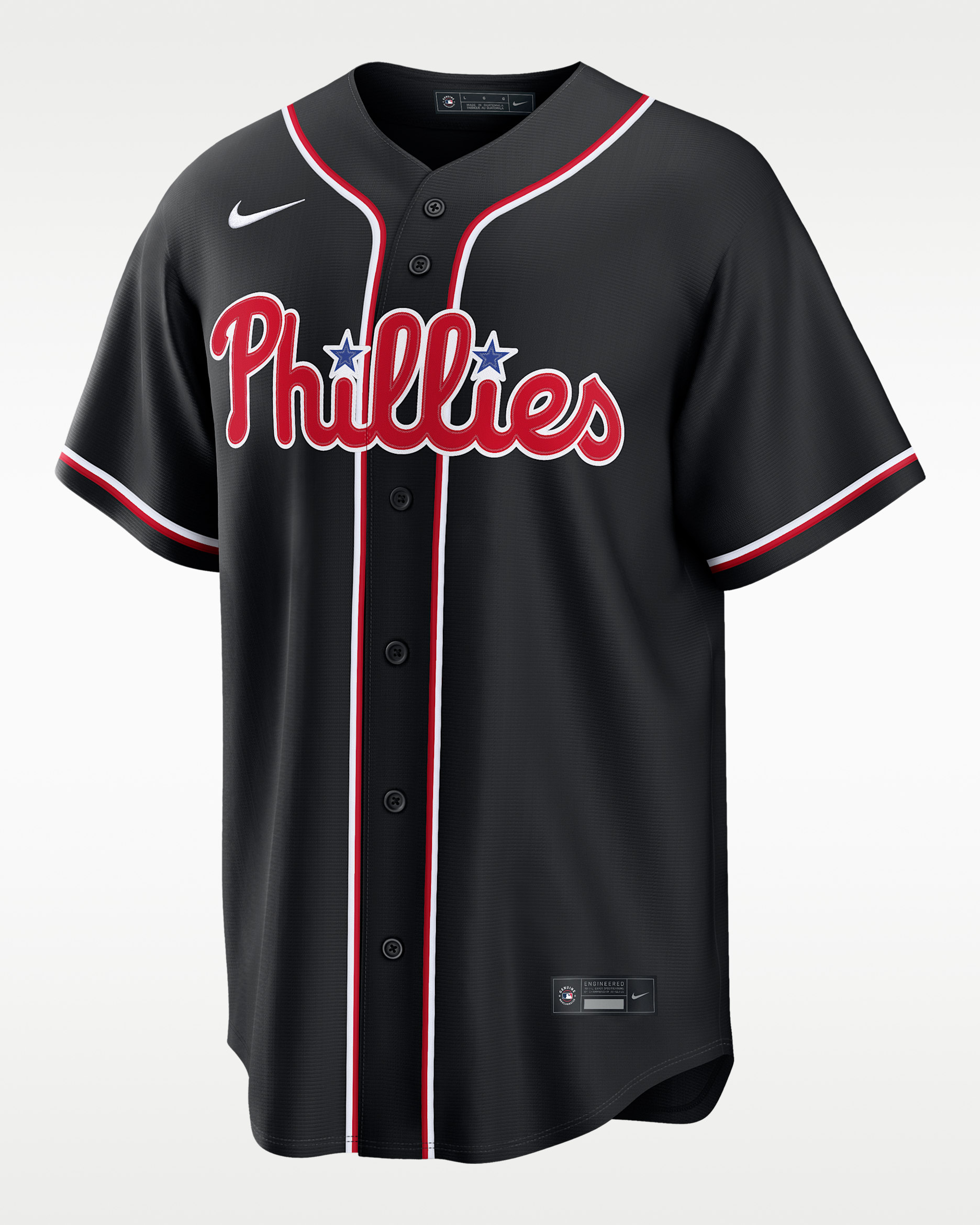 Jersey Nike de la MLB Replica Fashion para hombre Kyle Schwarber Philadelphia Phillies - Negro/Rojo