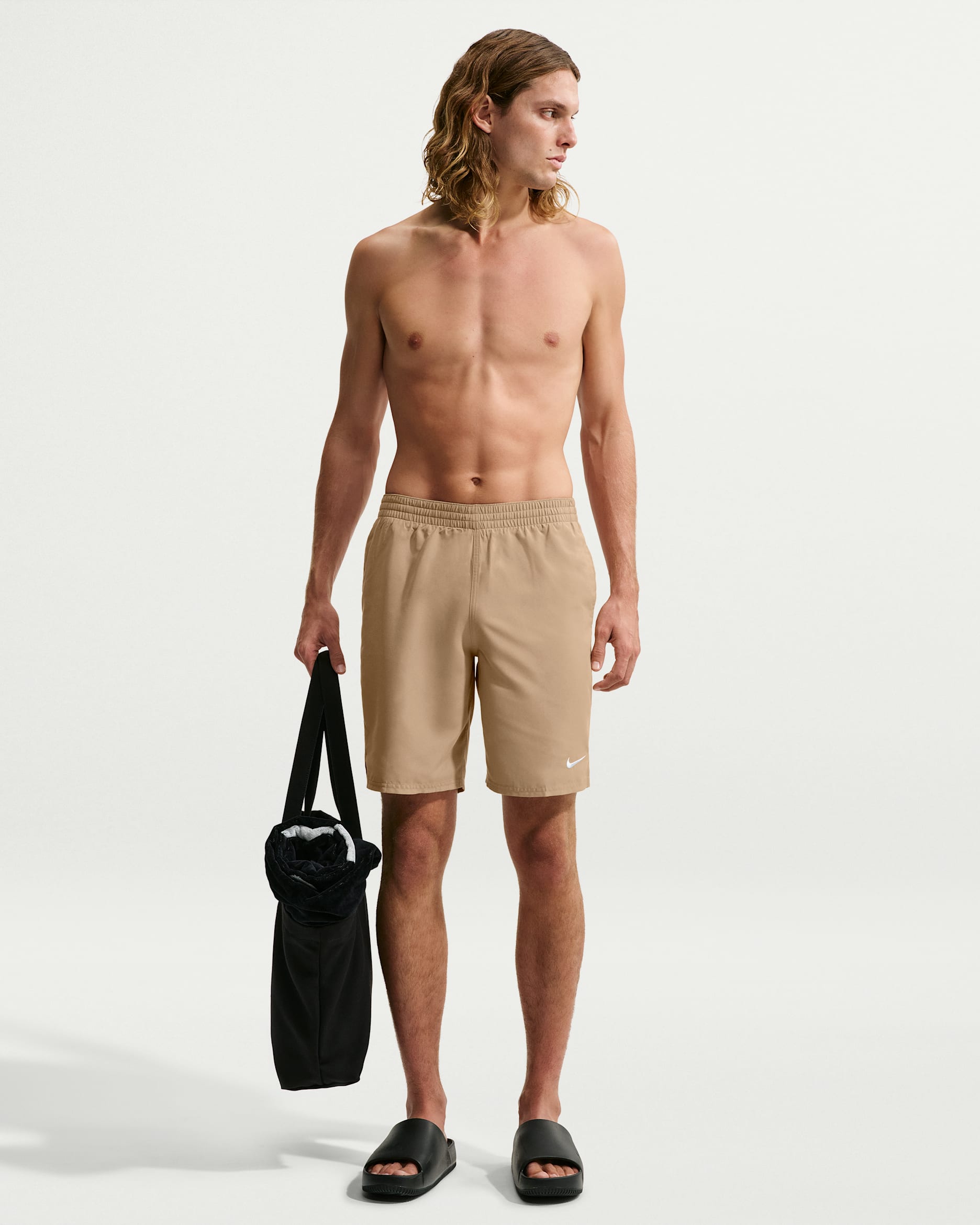 Shorts Volley de 23 cm con forro de ropa interior para hombre Nike Swim Breaker Essential - Beige paracaídas/Blanco