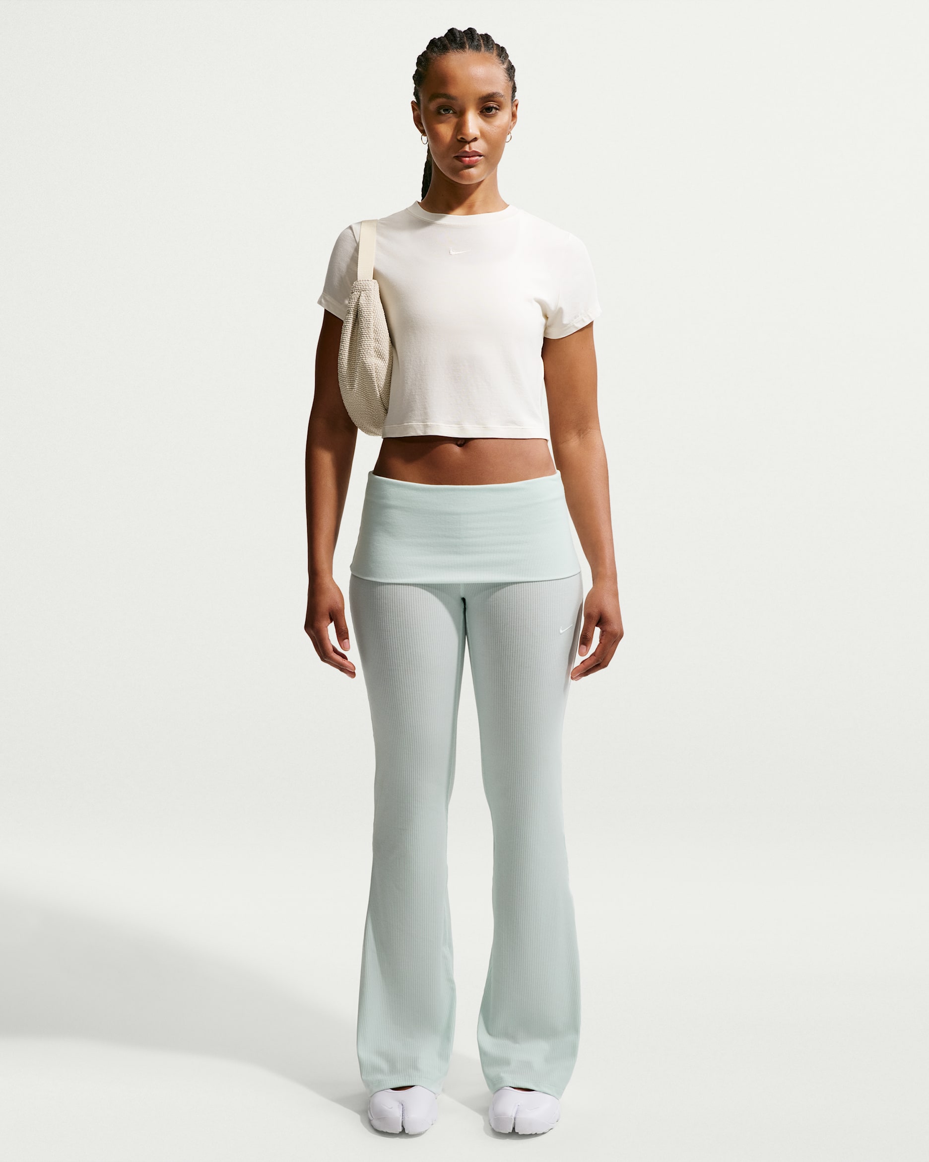 Nike Sportswear Chill Knit Women's Mid-Rise Tight Ribbed Trousers - Barely Green/Sail