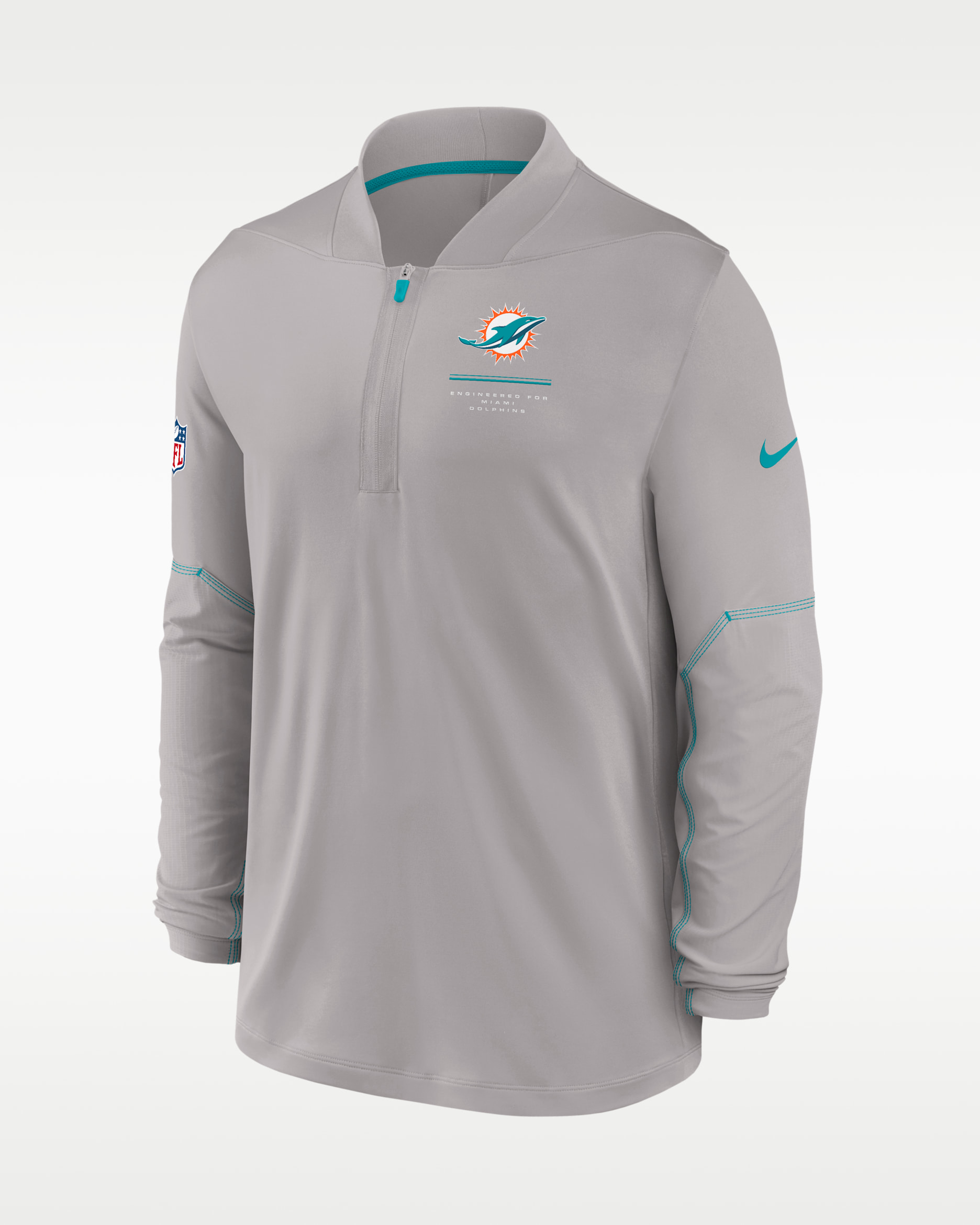 Miami Dolphins Sideline Men's Nike Dri-FIT NFL 1/2-Zip Top - Grey
