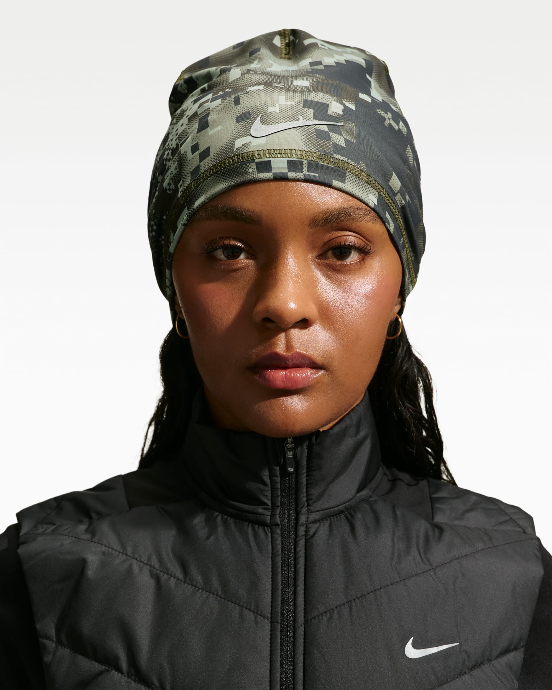Nike Peak Dri-FIT Uncuffed Beanie - Multi-Colour/Camo Green/Silver