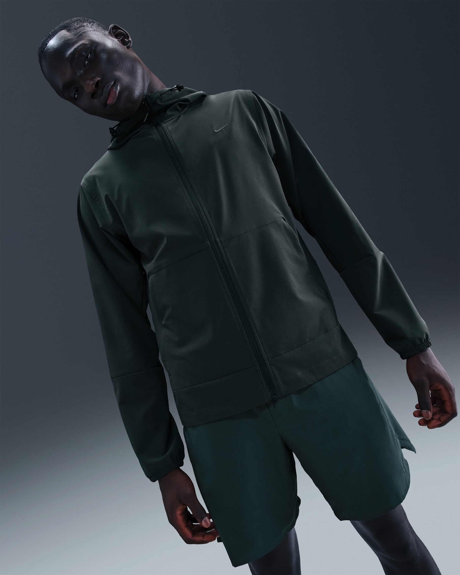 Veste à capuche déperlante Nike Unlimited pour homme - Seaweed/Noir/Seaweed