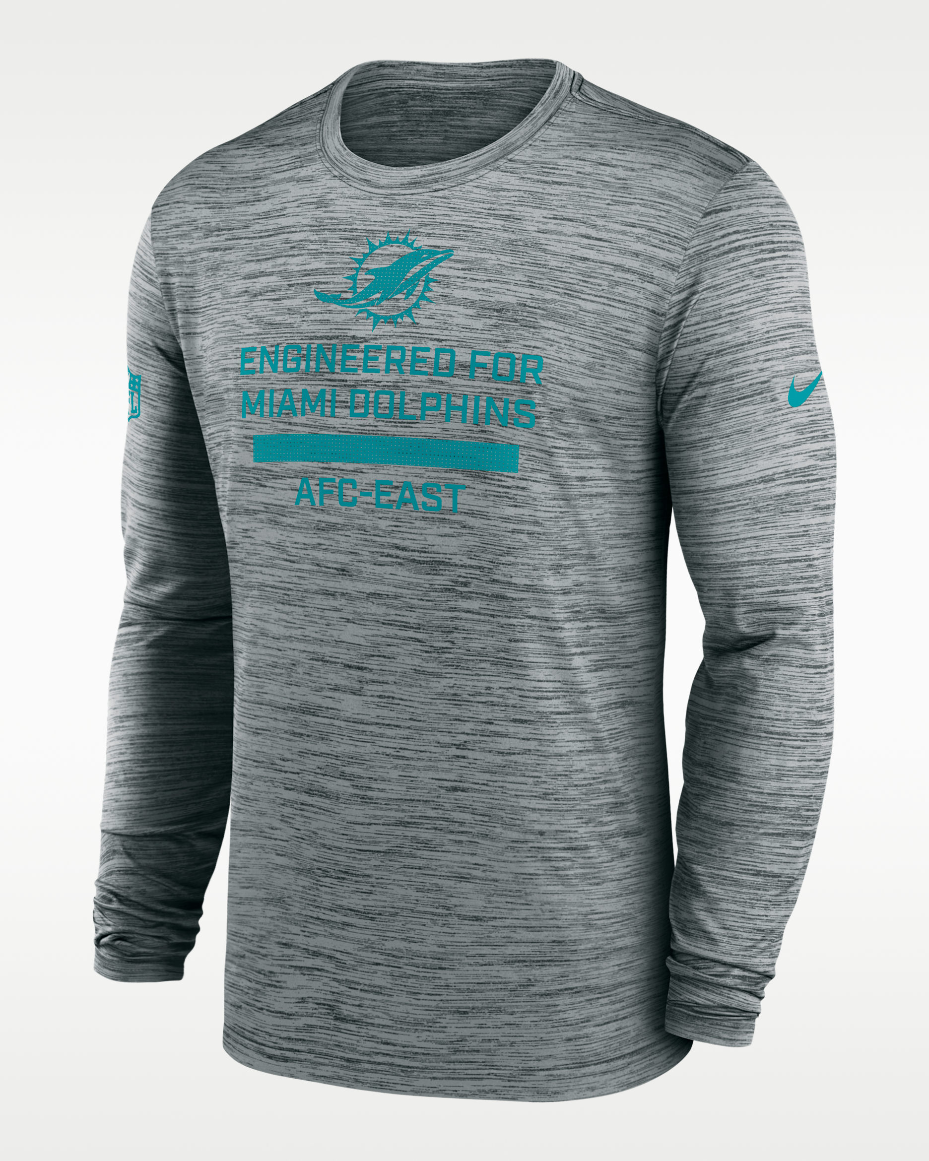 Miami Dolphins Sideline Team Issue Velocity Men's Nike Dri-FIT NFL Long-Sleeve T-Shirt - Grey