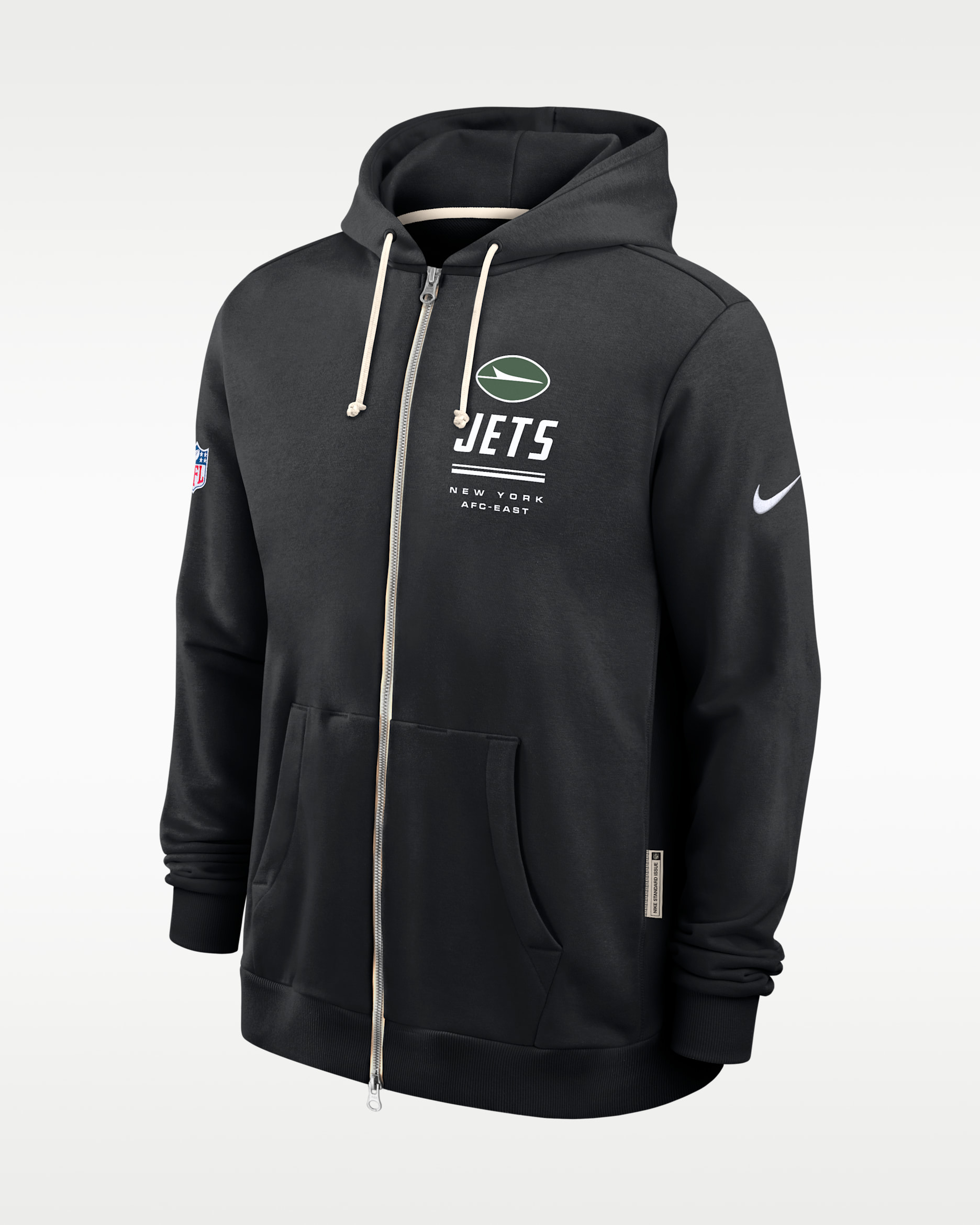 Sudadera con gorro Nike Dri-FIT de la NFL de cierre completo para hombre New York Jets Sideline Standard Issue - Negro