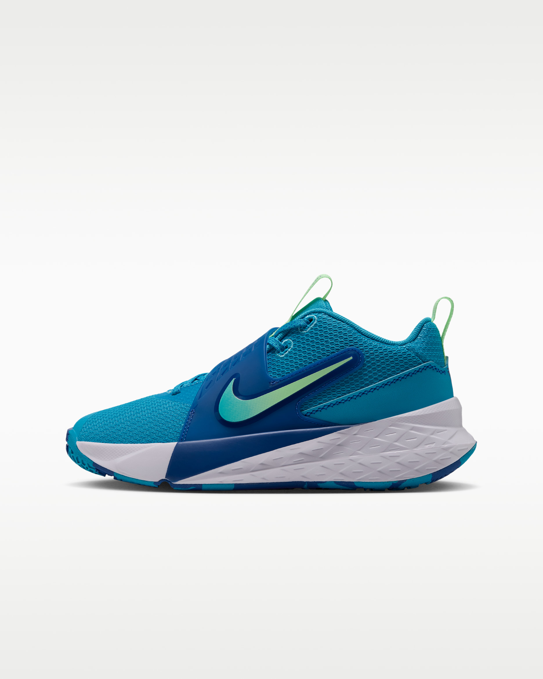 Nike Team Hustle D 12 Big Kids' Basketball Shoes - Current Blue/Game Royal/Barely Grape/Barely Volt