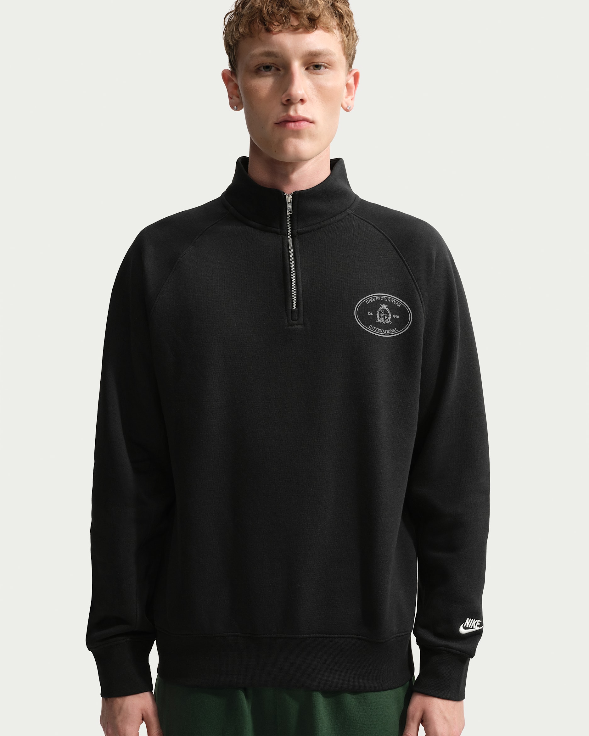 Nike Club Men's 1/2-Zip Fleece Top - Black/Black/Phantom