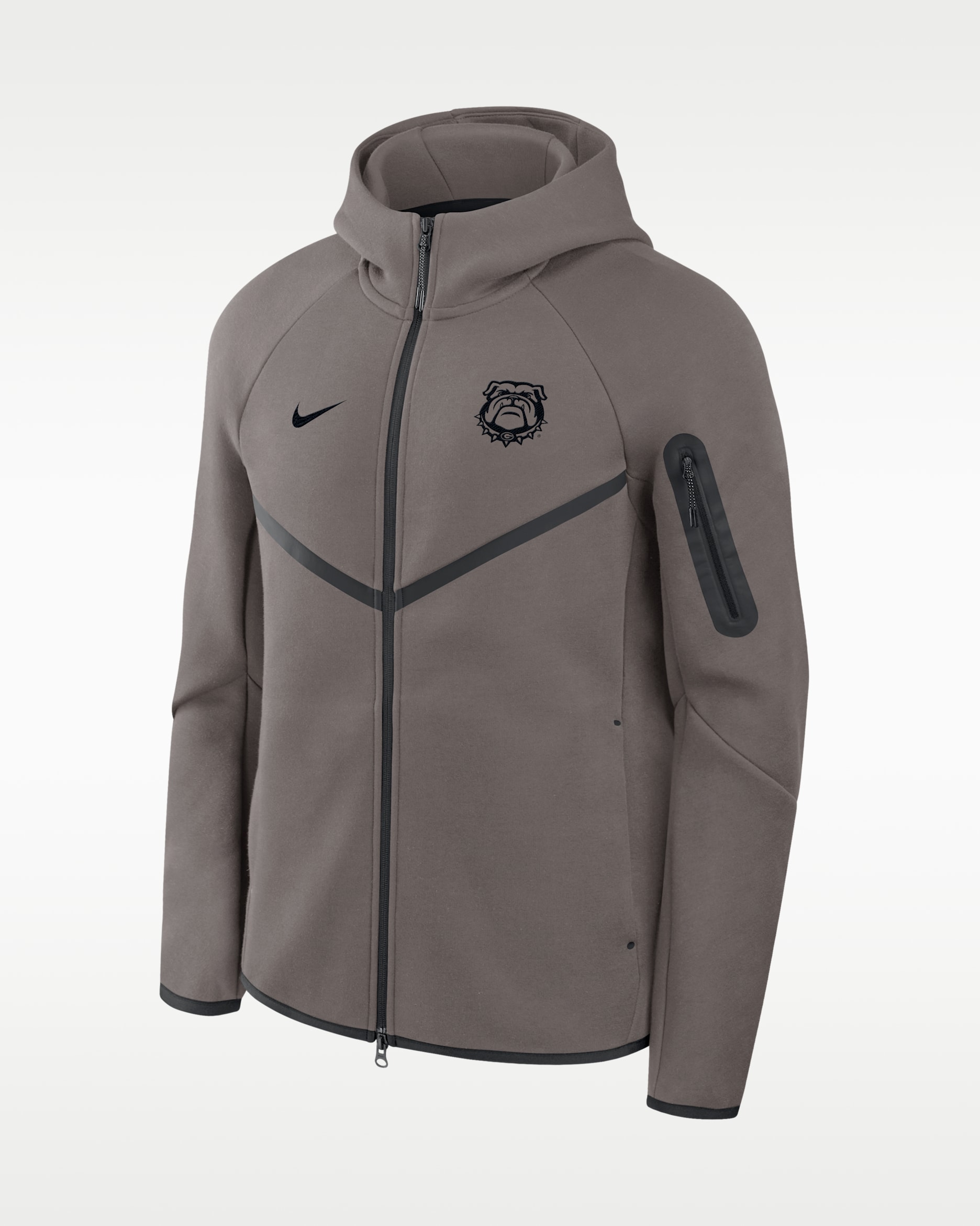 Georgia Tech Fleece Men's Nike College Full-Zip Hooded Jacket - Stone